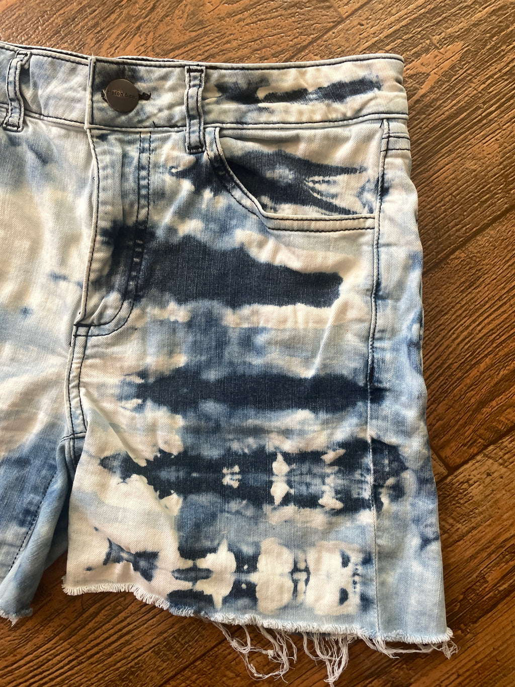 Blue and White Upcycled Ripton Cutoff Jorts (Women's Size 26)