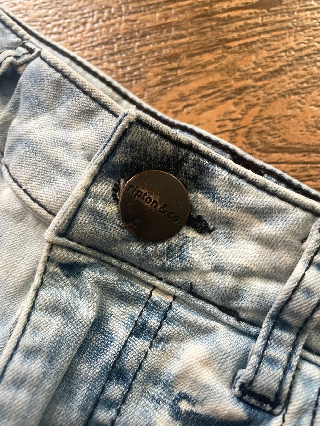 Blue and White Upcycled Ripton Cutoff Jorts (Women's Size 26)