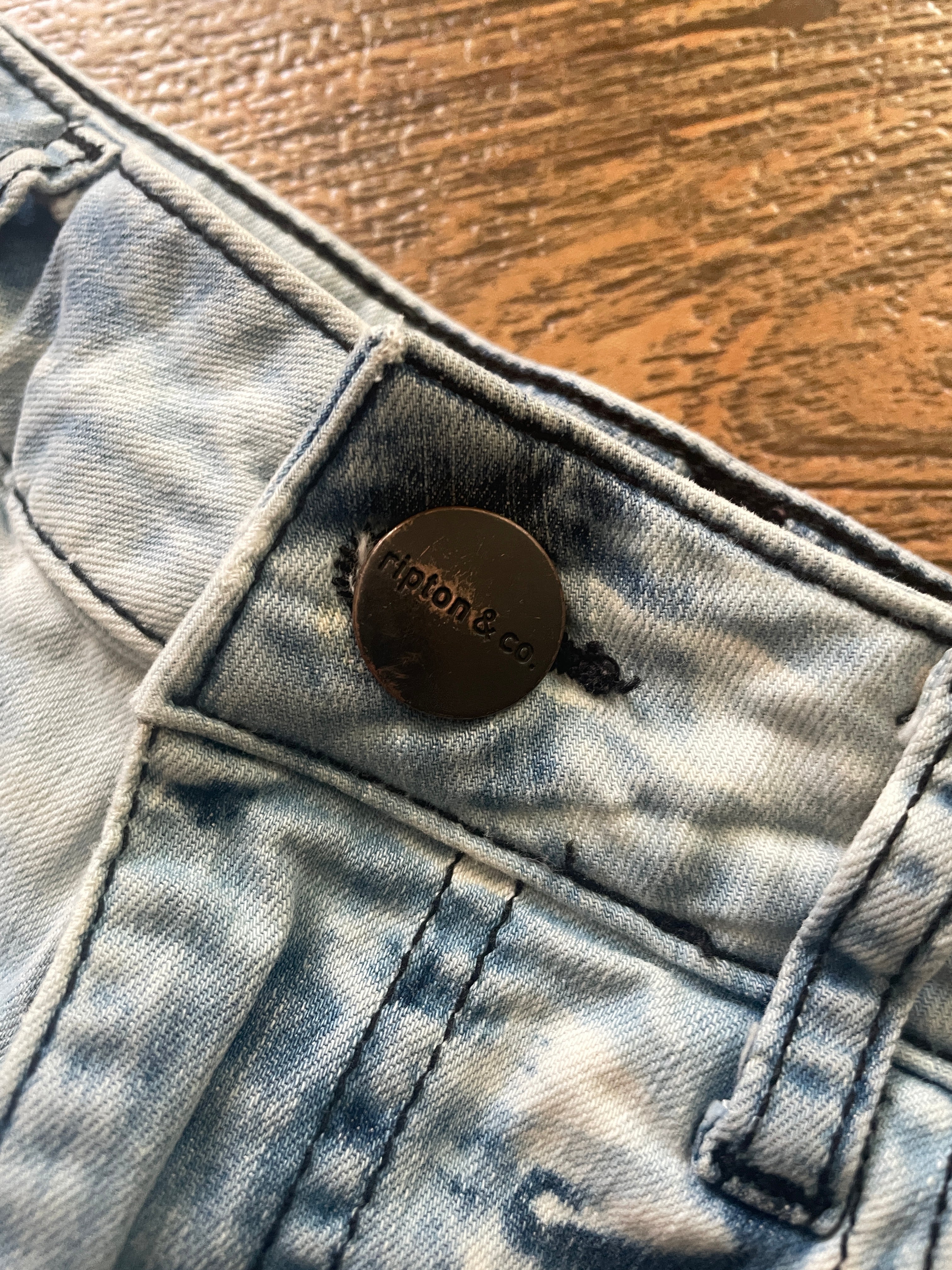 Blue and White Upcycled Ripton Cutoff Jorts (Women's Size 26)