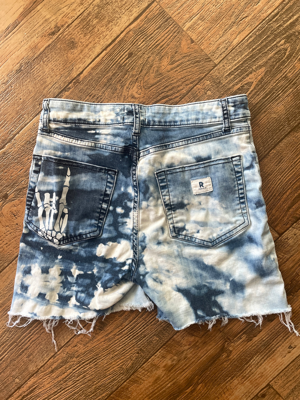 Blue and White Upcycled Ripton Cutoff Jorts (Women's Size 26)