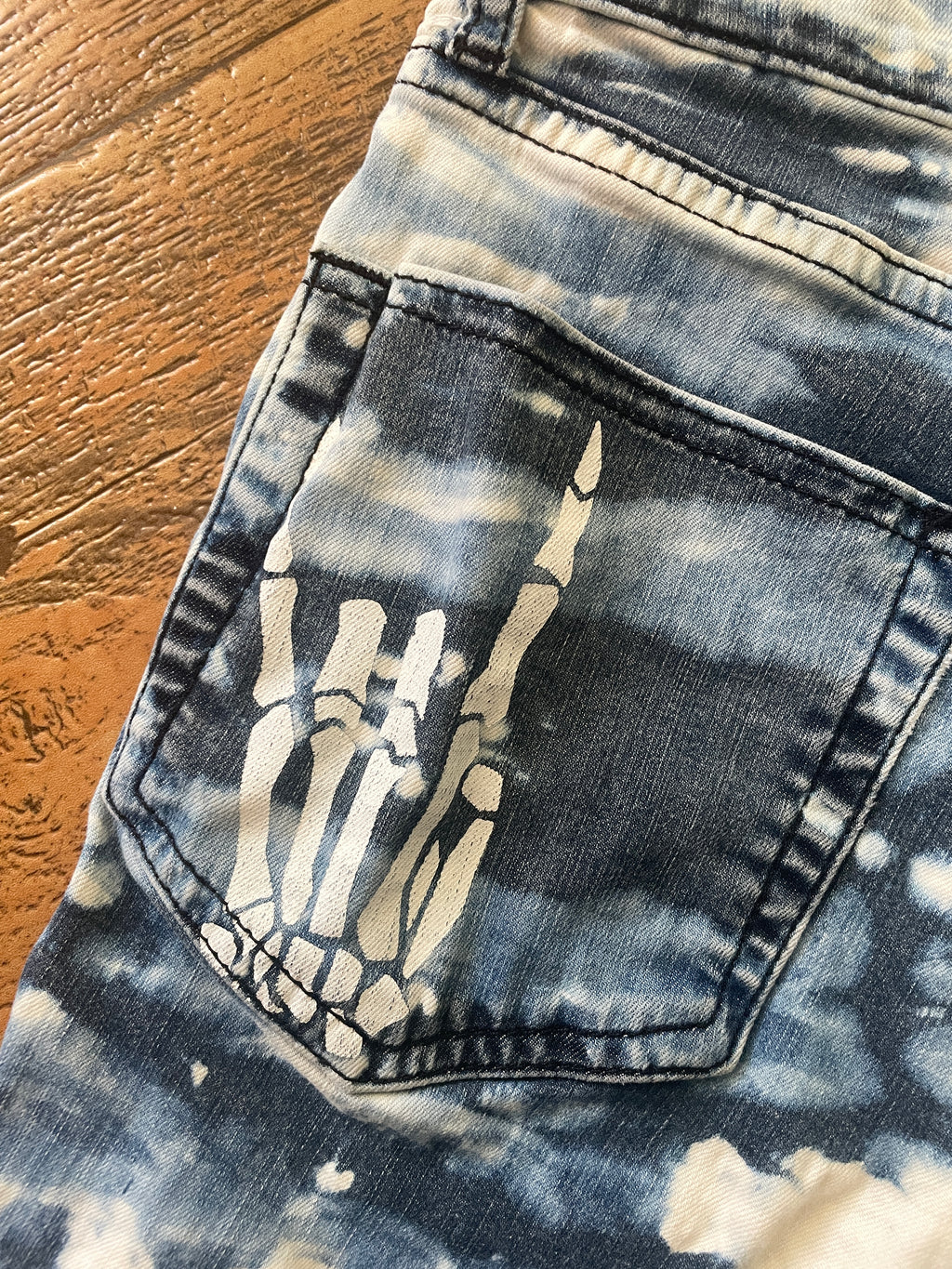 Blue and White Upcycled Ripton Cutoff Jorts (Women's Size 26)