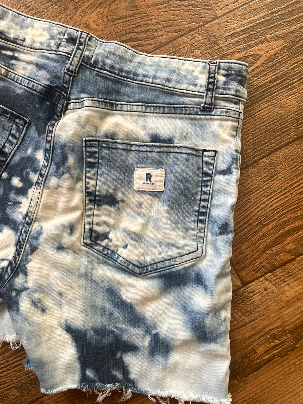 Blue and White Upcycled Ripton Cutoff Jorts (Women's Size 26)