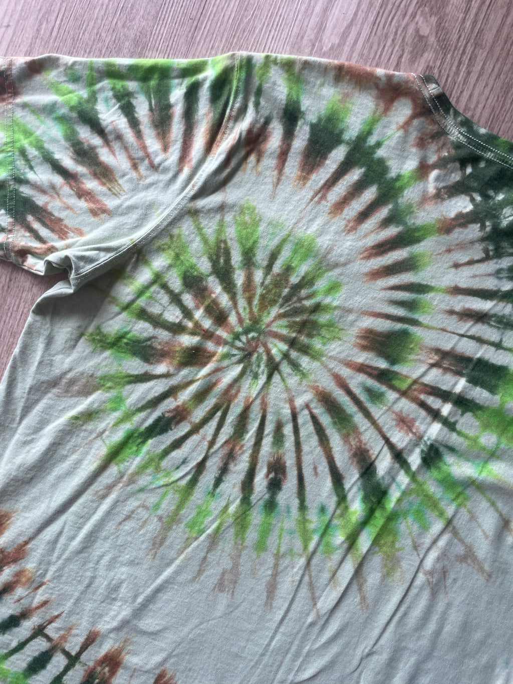 XL Tall Men’s Eddie Bauer Saguaro Cactus Earth Tones Handmade Tie Dye T-Shirt | One-Of-a-Kind Pastel Yellow and Green Short Sleeve