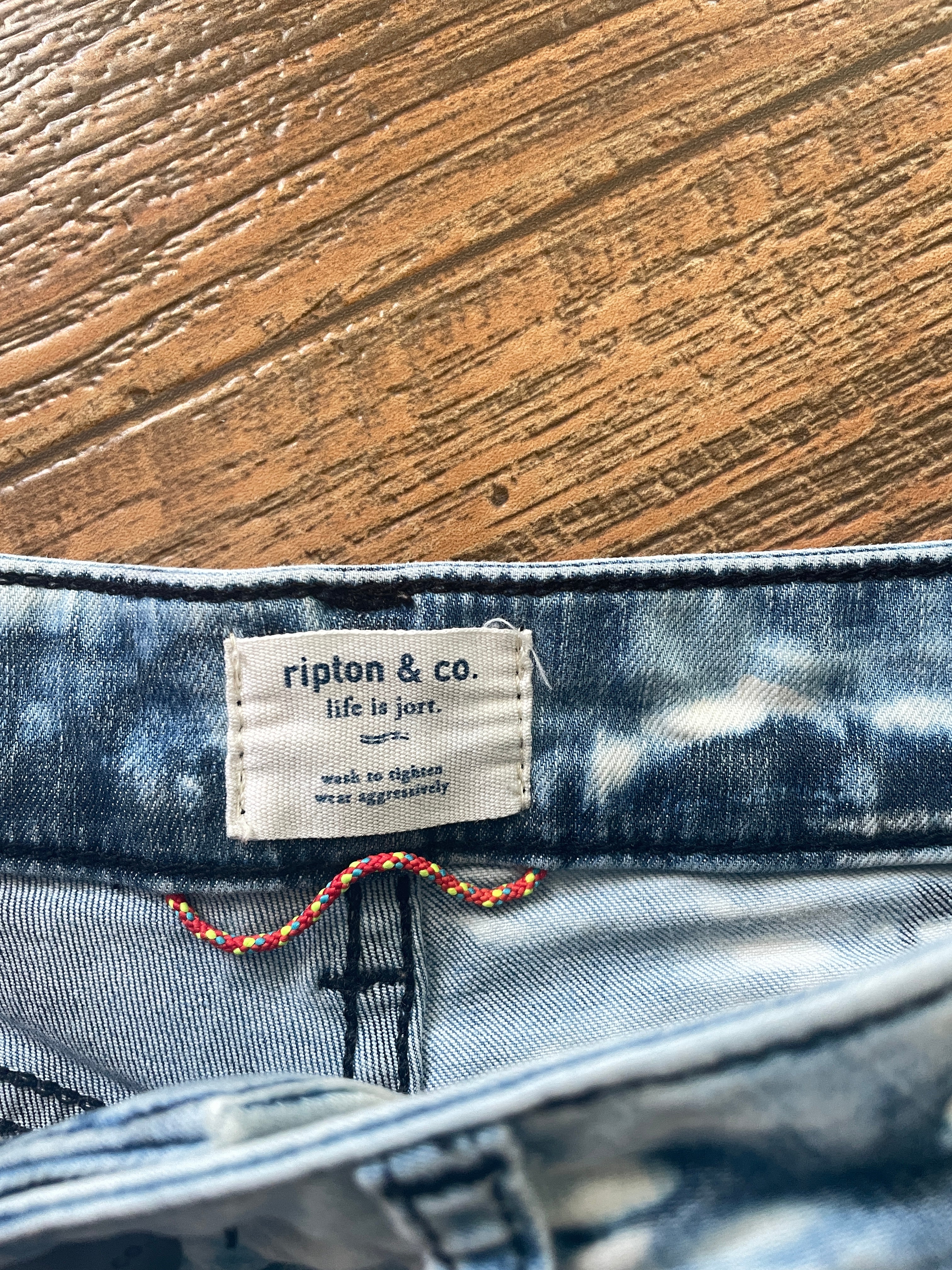 Blue and White Upcycled Ripton Cutoff Jorts (Women's Size 26)