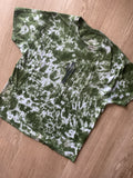 XL Men’s Saguaro Cactus Tie Dye T-Shirt | One-Of-a-Kind White and Green Crumpled Short Sleeve
