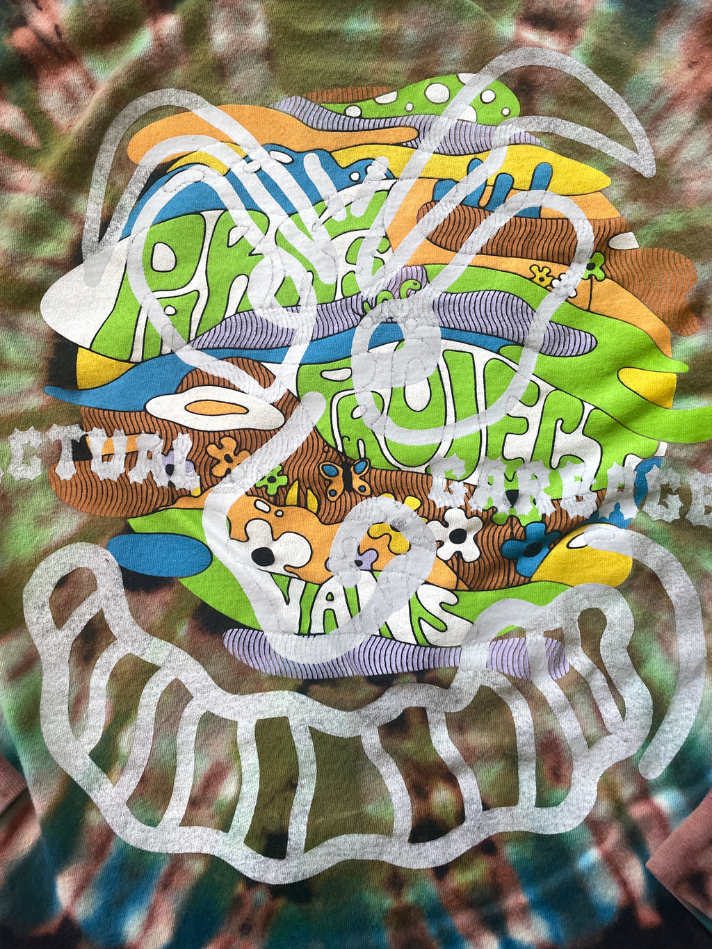 Van's/Actual Garbage Hand-Tie Dyed Long Sleeve Crop Top (Youth Large)