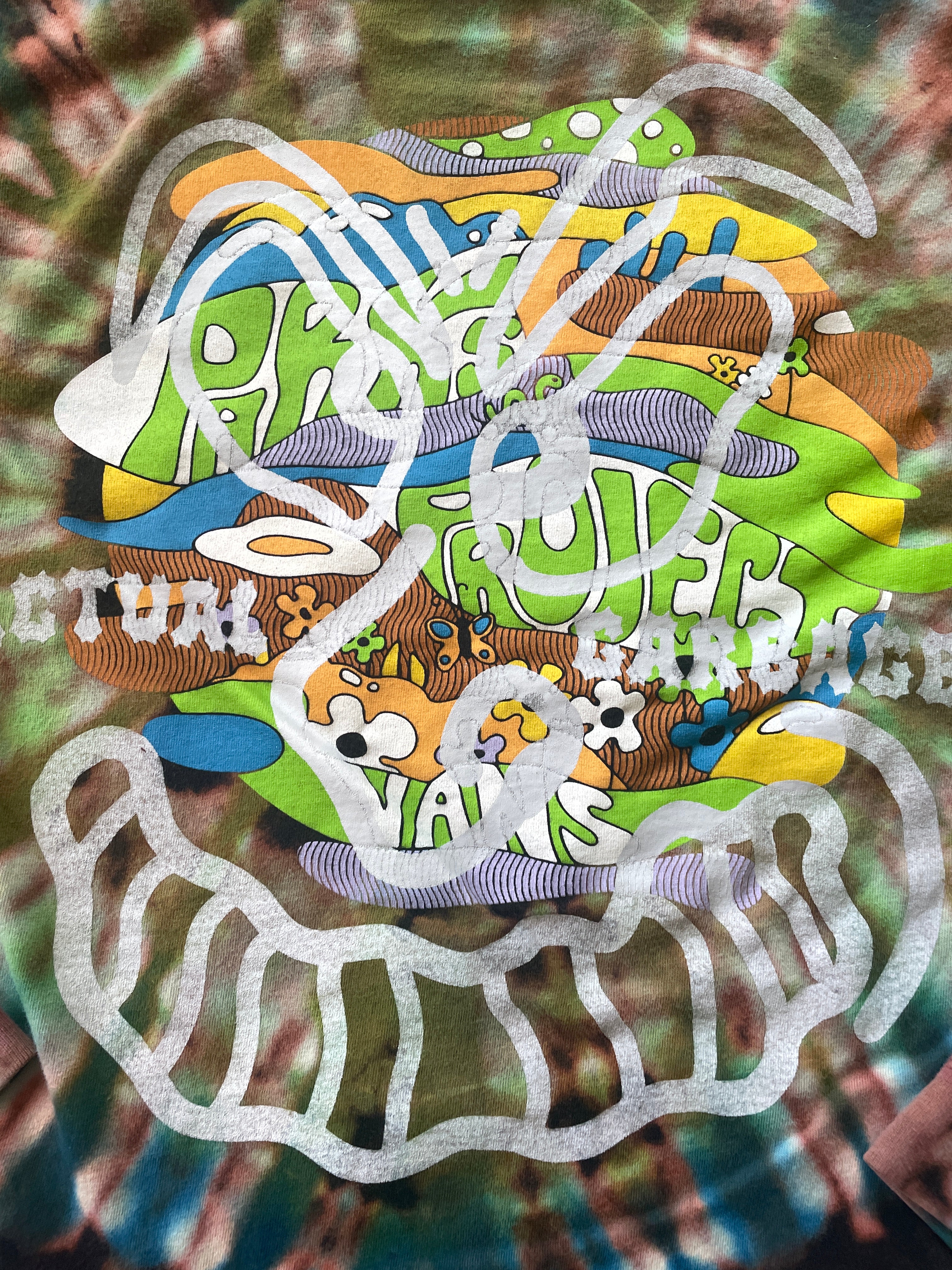 Van's/Actual Garbage Hand-Tie Dyed Long Sleeve Crop Top (Youth Large)