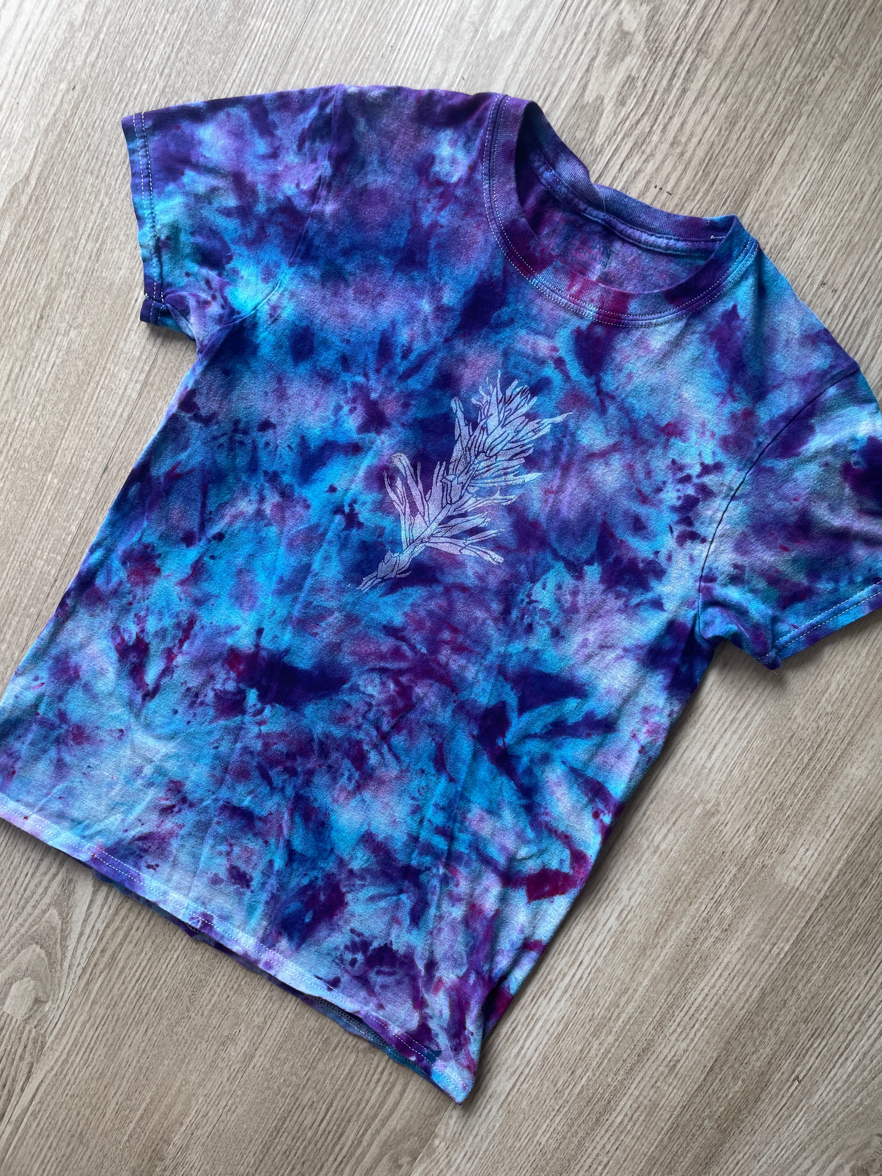 SMALL Men’s Indian Paintbrush Galaxy Tie Dye T-Shirt | One-Of-a-Kind Blue, Purple, and Pink Crumpled Short Sleeve
