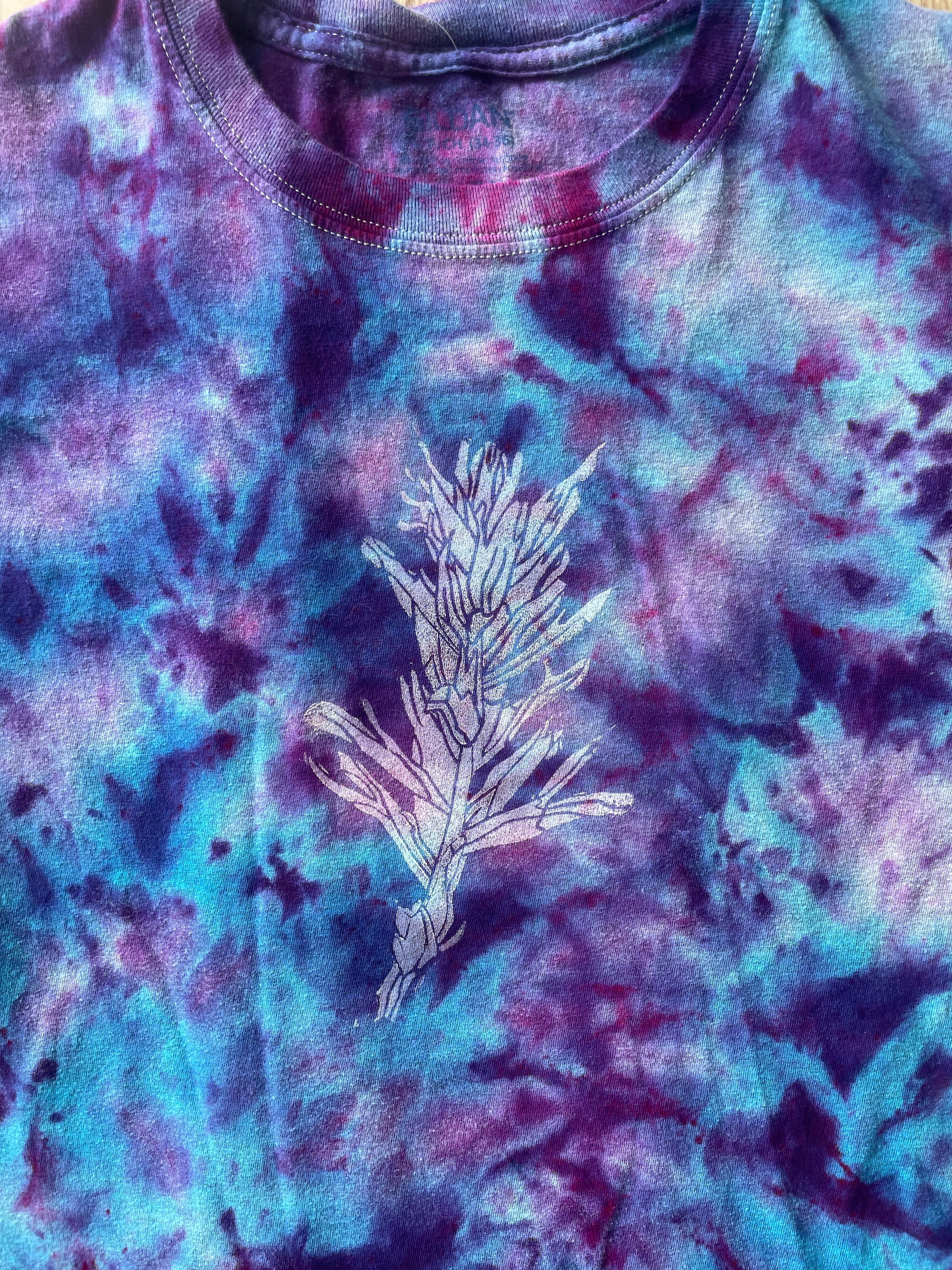 SMALL Men’s Indian Paintbrush Galaxy Tie Dye T-Shirt | One-Of-a-Kind Blue, Purple, and Pink Crumpled Short Sleeve