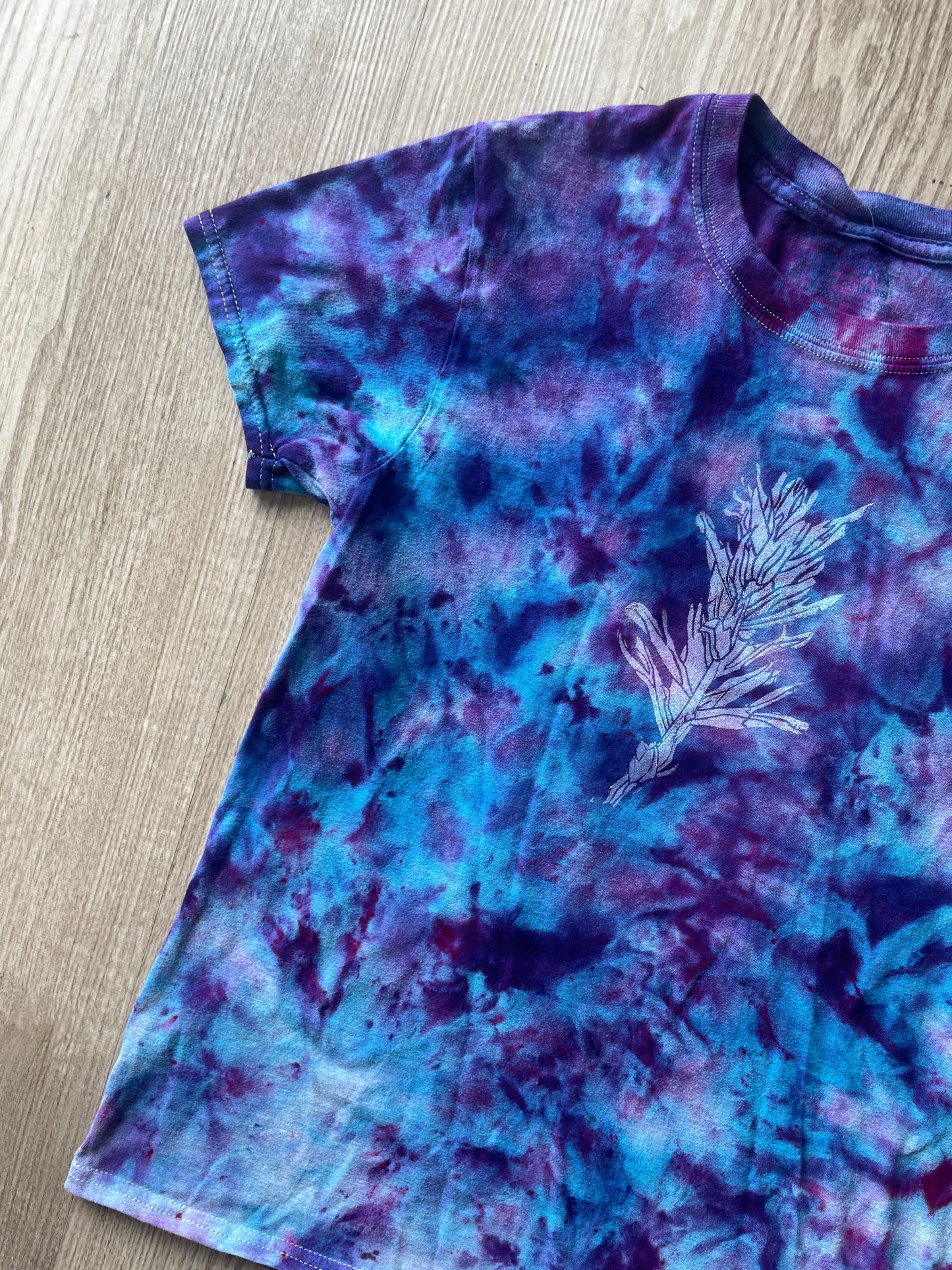 SMALL Men’s Indian Paintbrush Galaxy Tie Dye T-Shirt | One-Of-a-Kind Blue, Purple, and Pink Crumpled Short Sleeve
