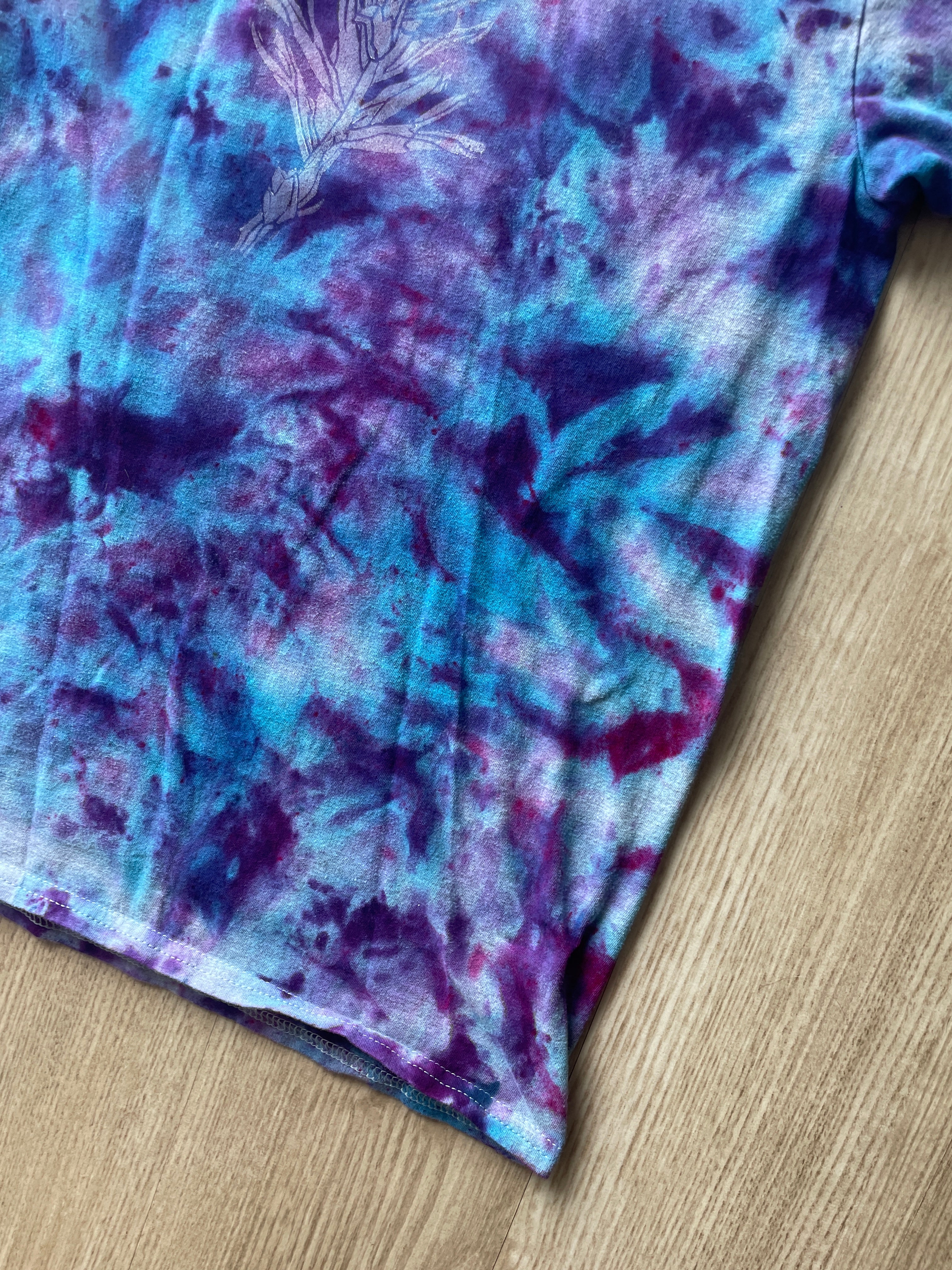 SMALL Men’s Indian Paintbrush Galaxy Tie Dye T-Shirt | One-Of-a-Kind Blue, Purple, and Pink Crumpled Short Sleeve