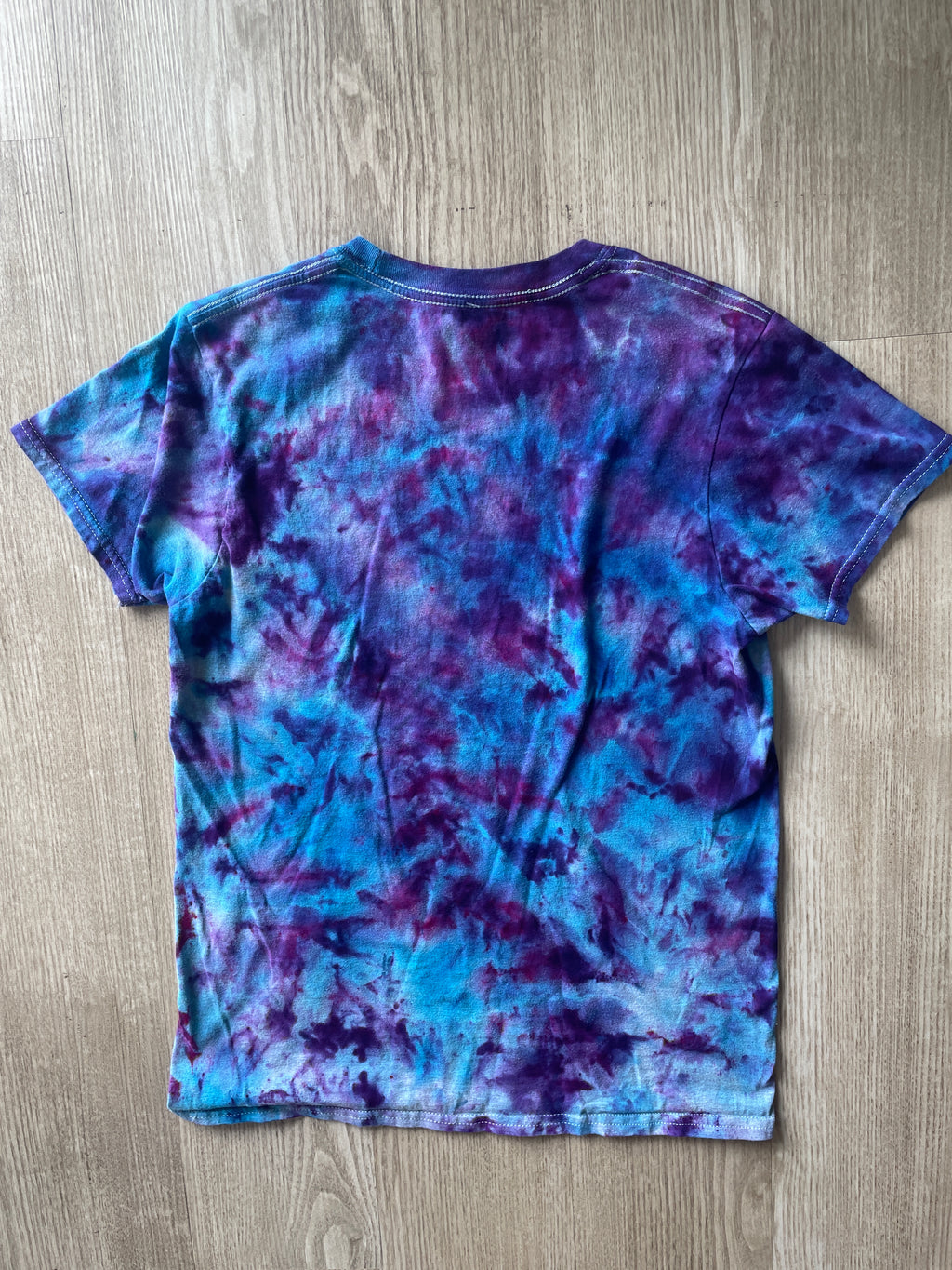 SMALL Men’s Indian Paintbrush Galaxy Tie Dye T-Shirt | One-Of-a-Kind Blue, Purple, and Pink Crumpled Short Sleeve