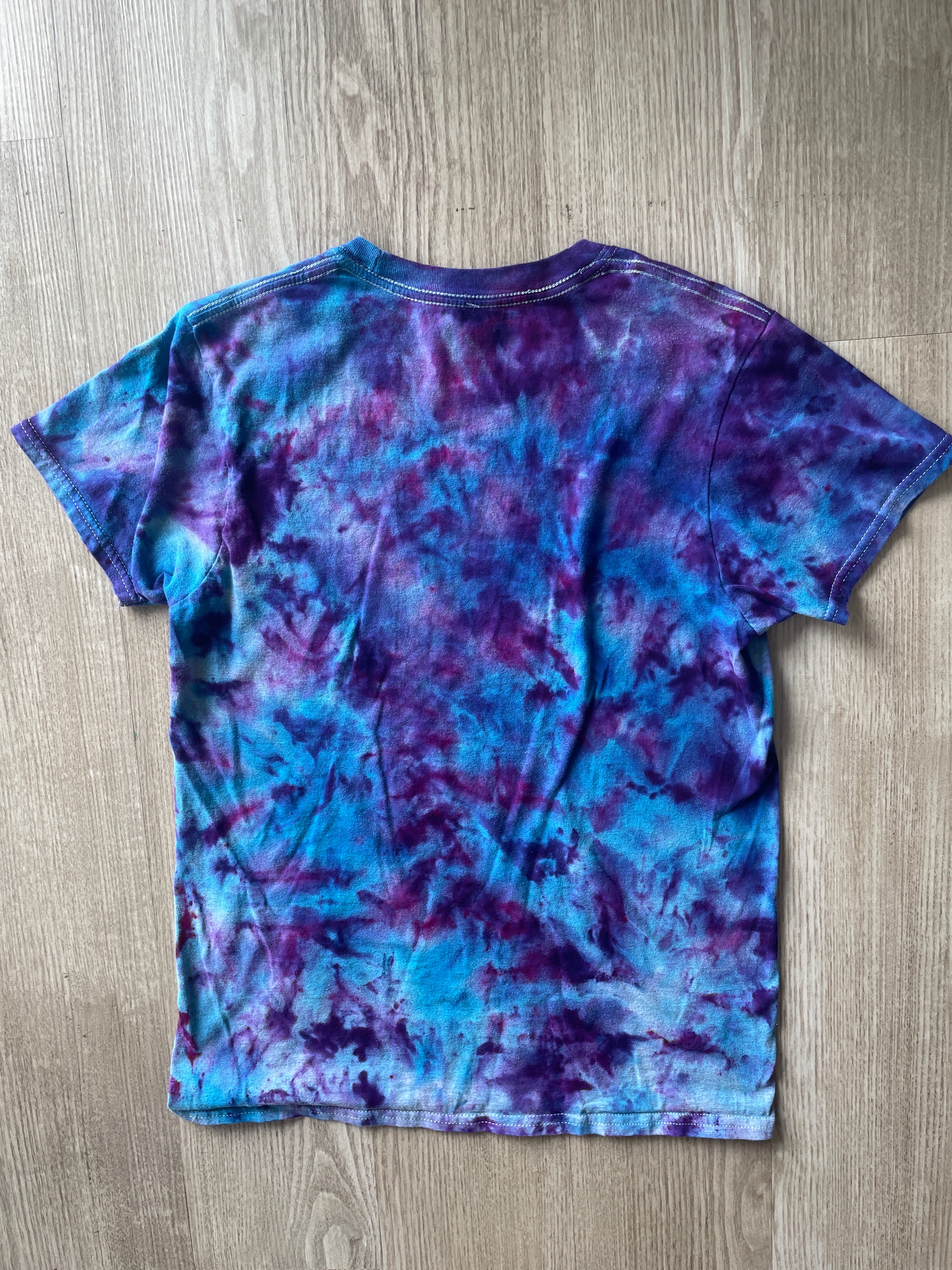 SMALL Men’s Indian Paintbrush Galaxy Tie Dye T-Shirt | One-Of-a-Kind Blue, Purple, and Pink Crumpled Short Sleeve