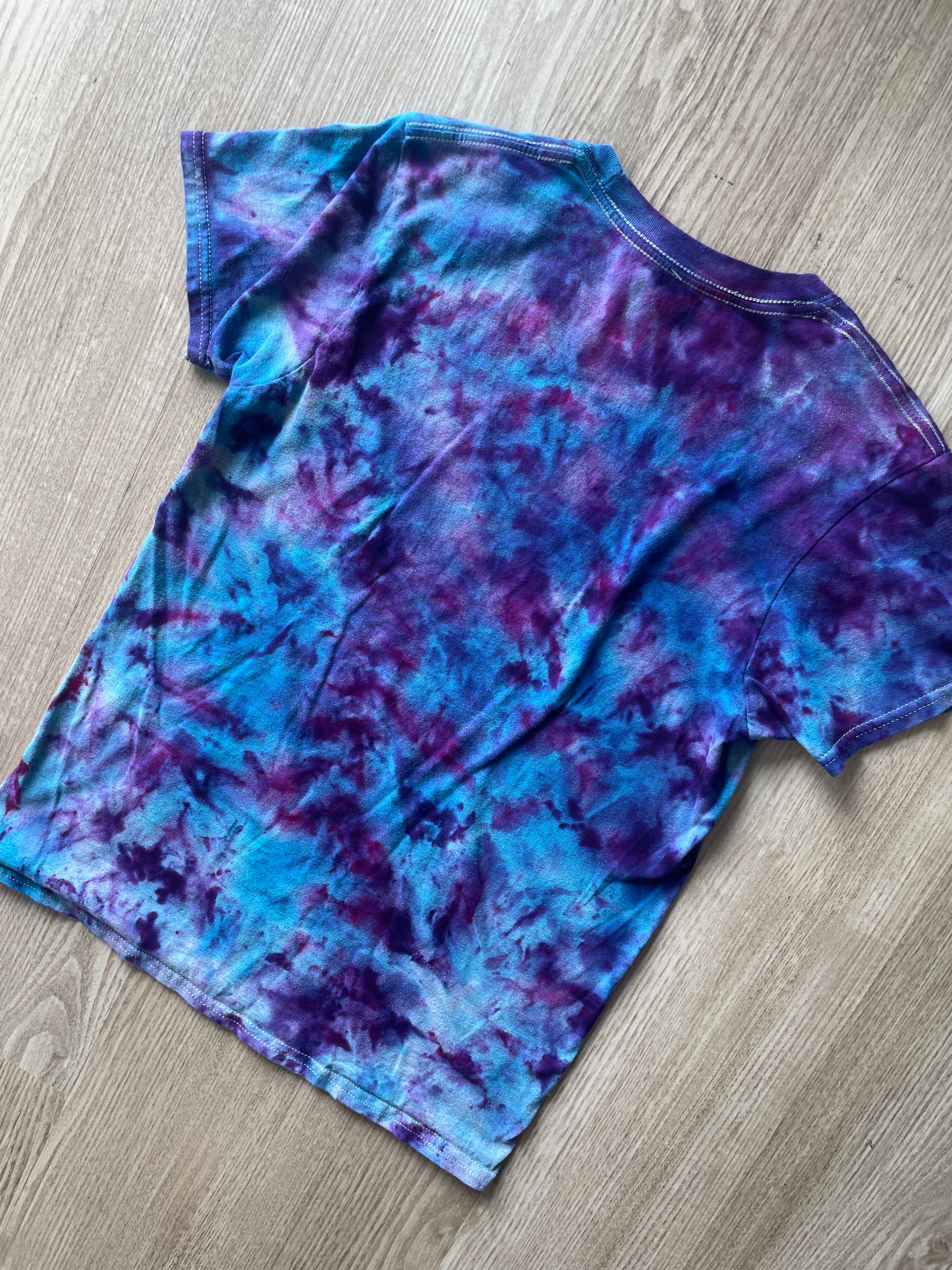 SMALL Men’s Indian Paintbrush Galaxy Tie Dye T-Shirt | One-Of-a-Kind Blue, Purple, and Pink Crumpled Short Sleeve