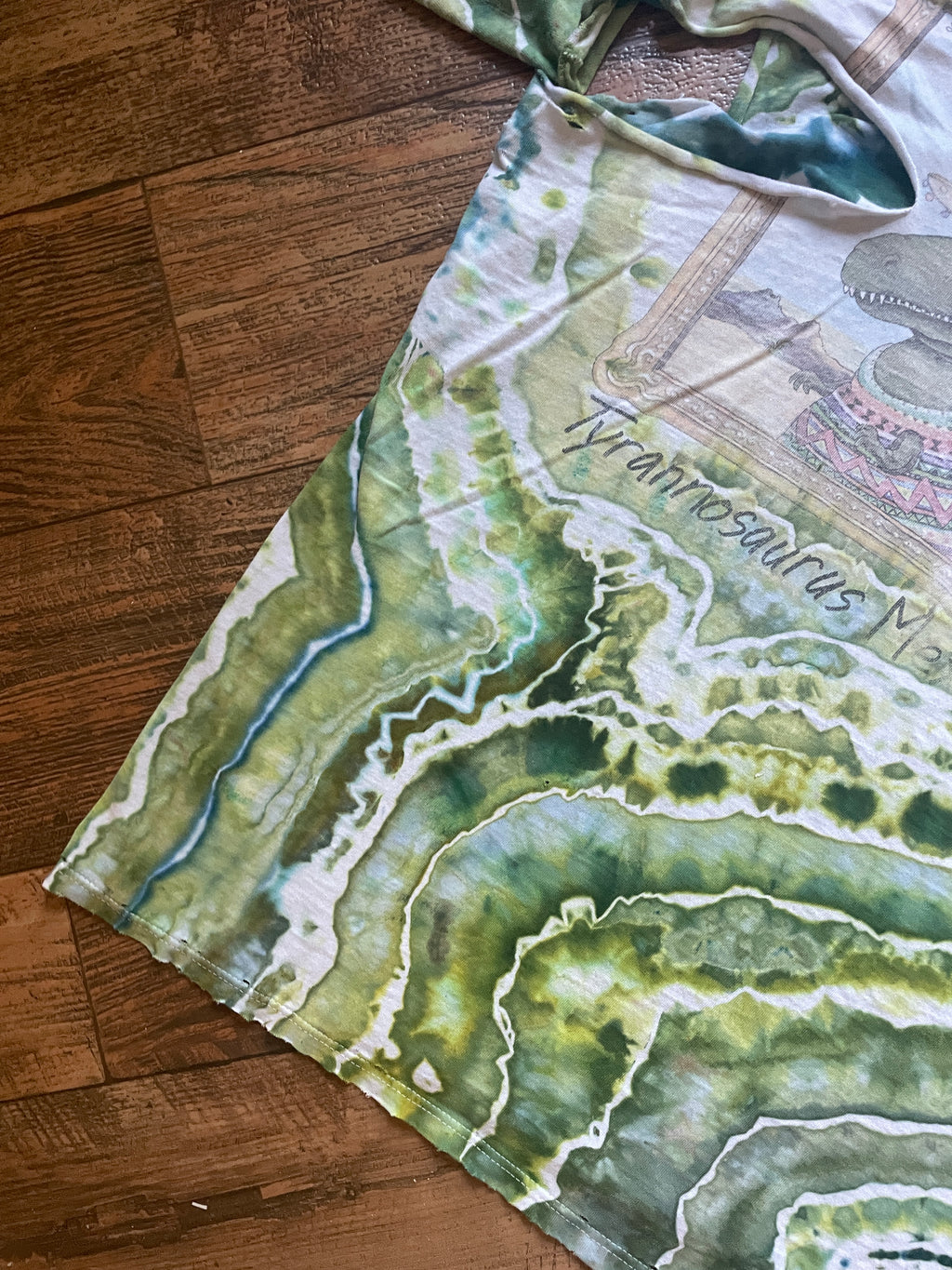 The Far Side Tyranosaurus Mex Hand-Tie Dyed Short Sleeve Thrashed T-Shirt (Men's XL)