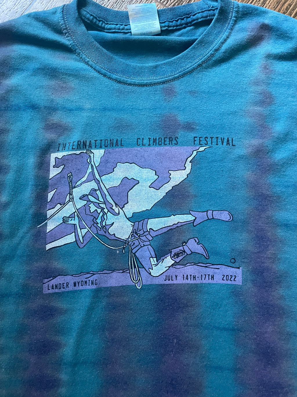 Purple and Blue International Climbers Festival 2022 Hand-Tie Dyed Short Sleeve T-Shirt (Men's Large)