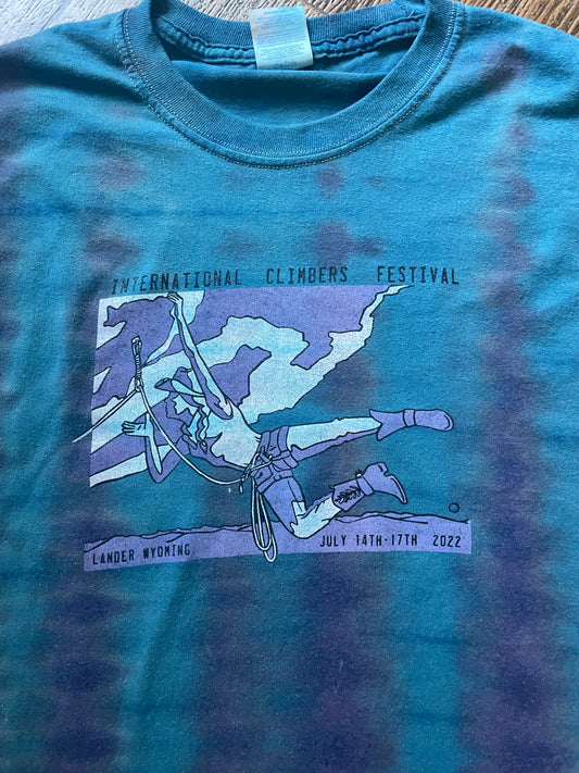 Purple and Blue International Climbers Festival 2022 Hand-Tie Dyed Short Sleeve T-Shirt (Men's Large)