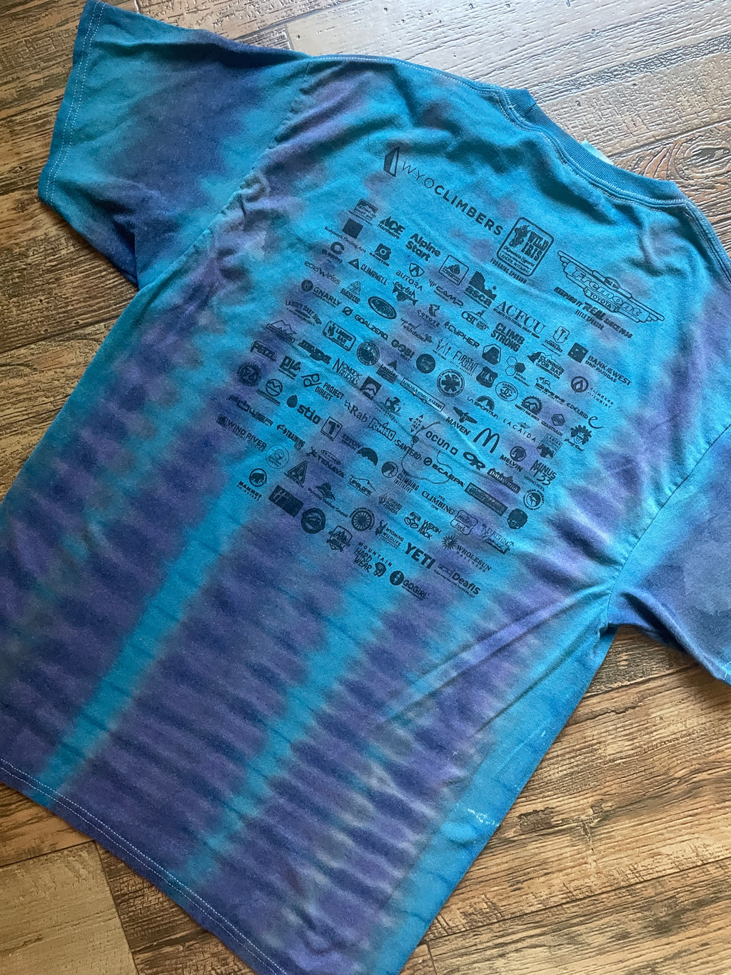 Purple and Blue International Climbers Festival 2022 Hand-Tie Dyed Short Sleeve T-Shirt (Men's Large)