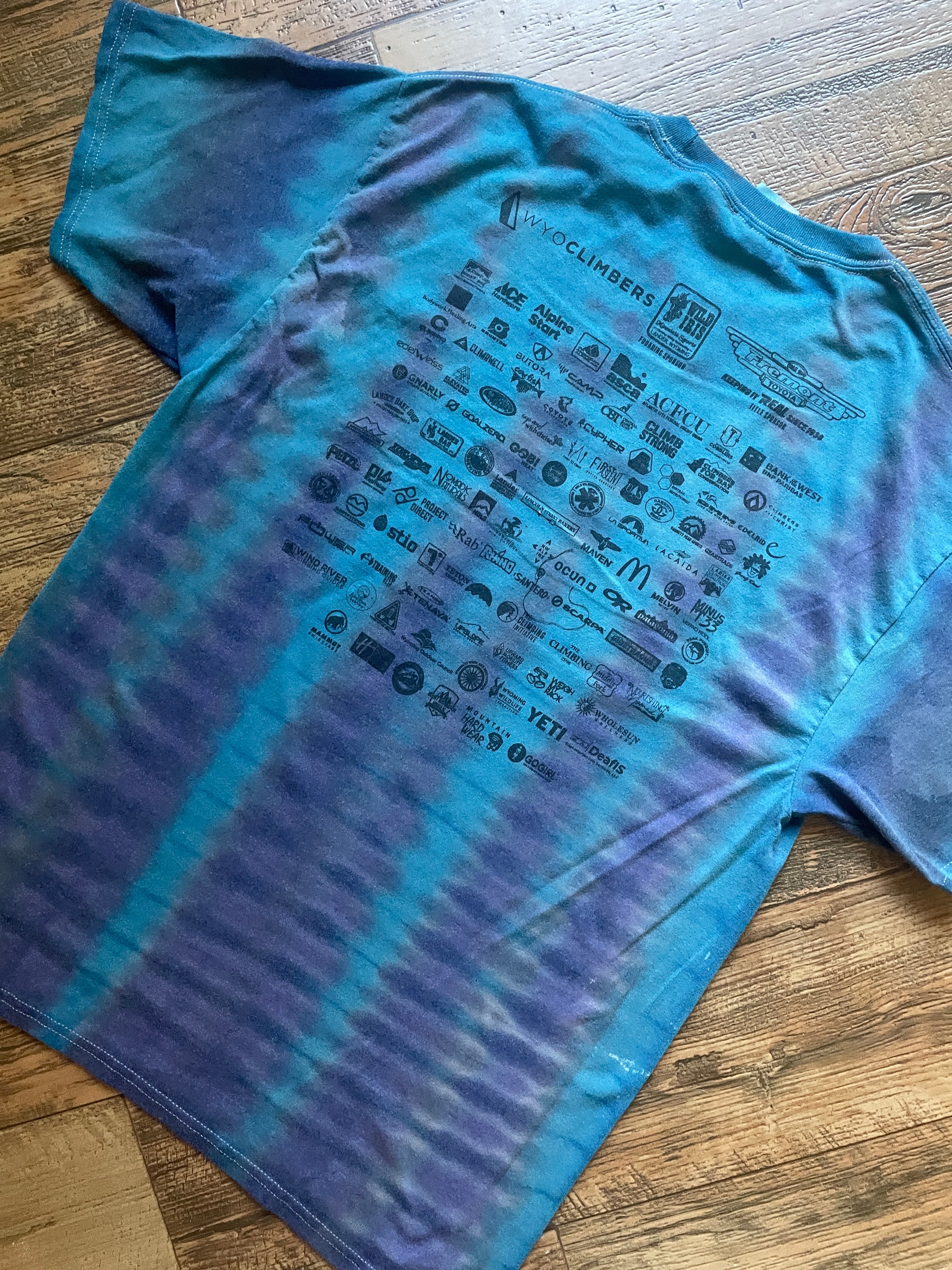 Purple and Blue International Climbers Festival 2022 Hand-Tie Dyed Short Sleeve T-Shirt (Men's Large)