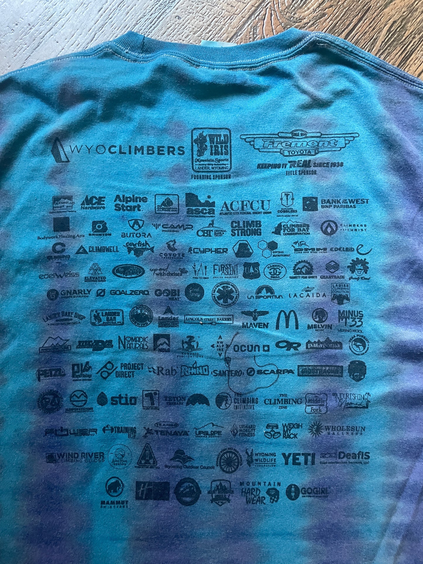 Purple and Blue International Climbers Festival 2022 Hand-Tie Dyed Short Sleeve T-Shirt (Men's Large)
