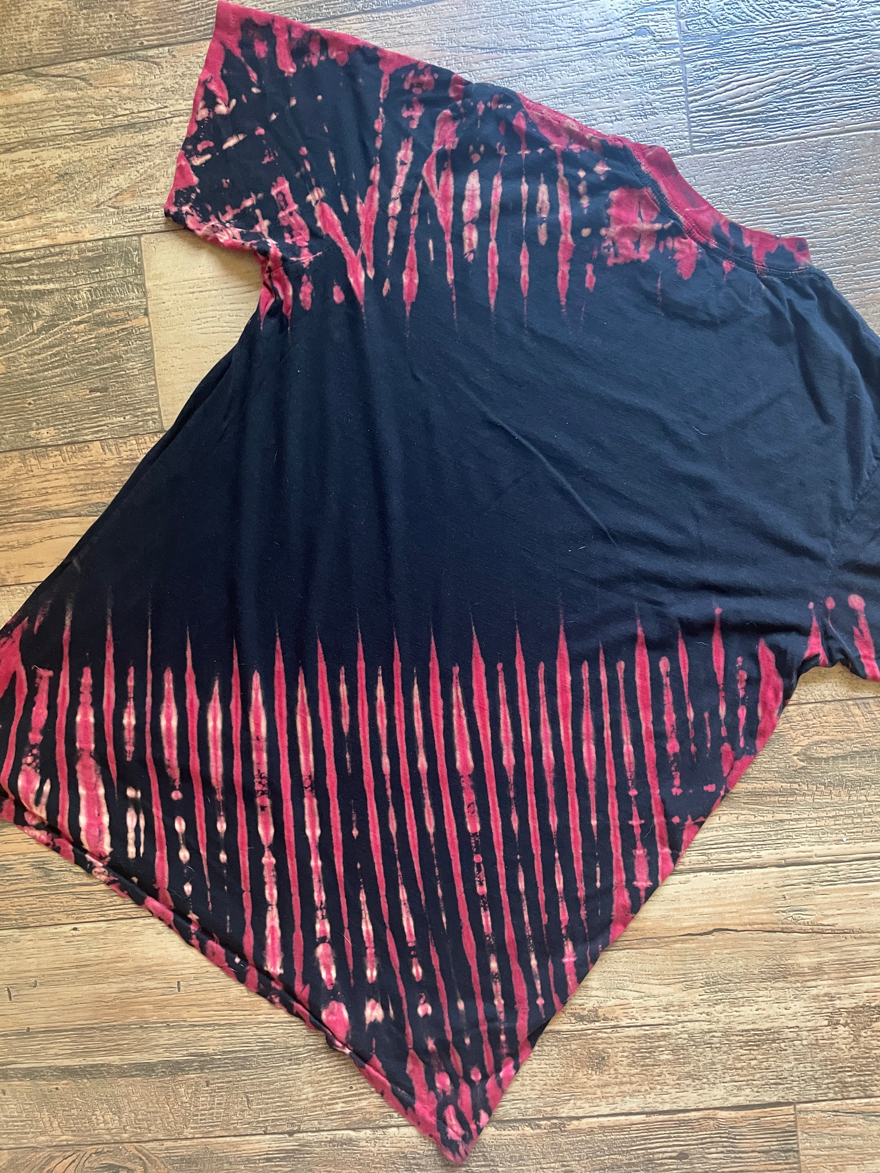 Local Boogeyman El Cucuy Is Near Black and Red Hand-Tie Dyed Short Sleeve T-Shirt (Men's Large)