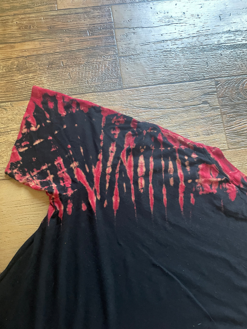 Local Boogeyman El Cucuy Is Near Black and Red Hand-Tie Dyed Short Sleeve T-Shirt (Men's Large)