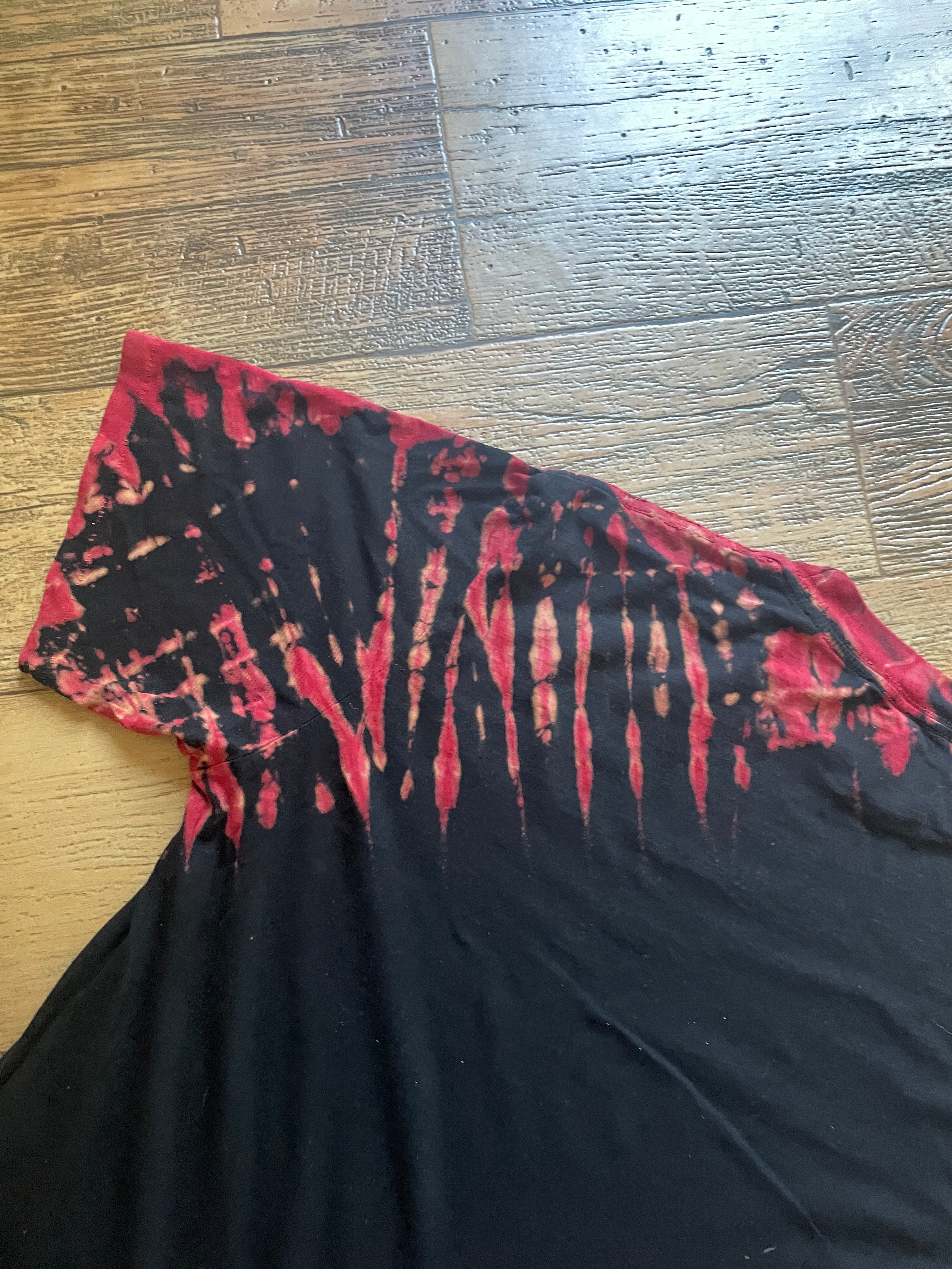 Local Boogeyman El Cucuy Is Near Black and Red Hand-Tie Dyed Short Sleeve T-Shirt (Men's Large)