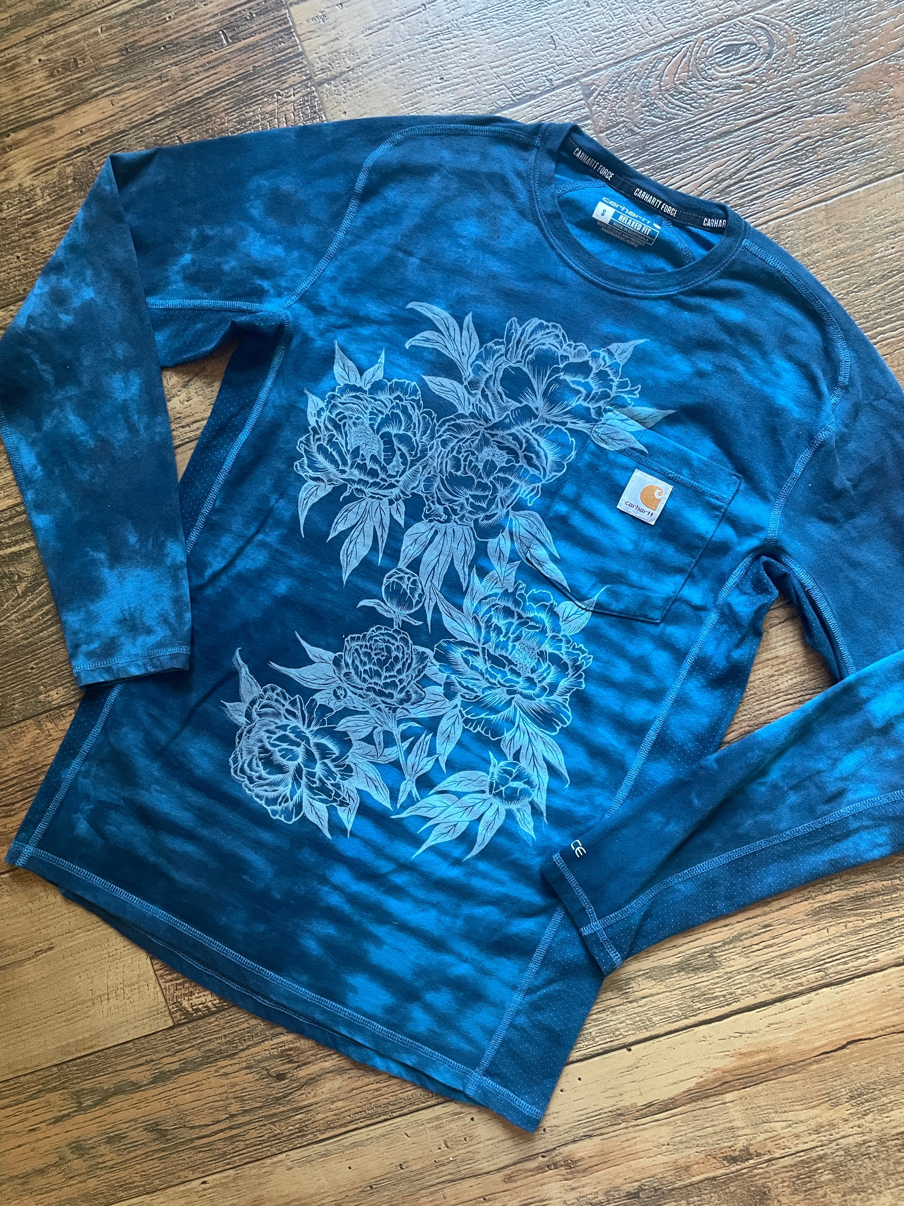 Carhartt Peonies Hand-Tie Dyed Long Sleeve T-Shirt (Men's Small)