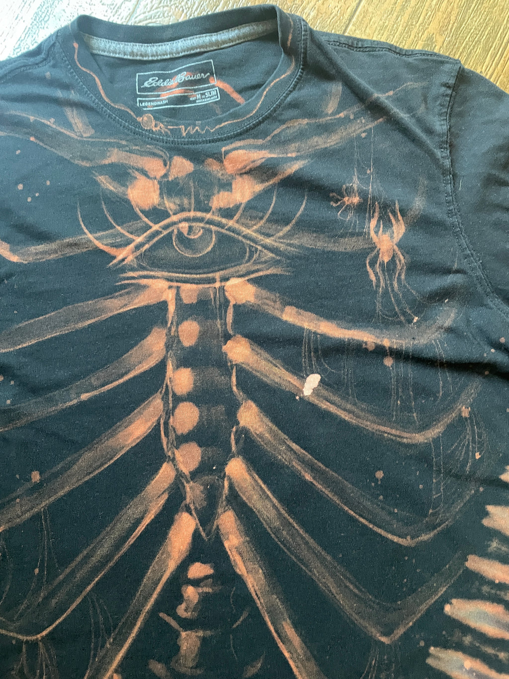 Skeleton Hand-Painted, Hand-Tie Dyed Long Sleeve T-Shirt (Men's Medium)