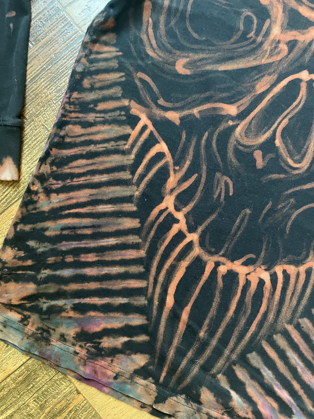 Skeleton Hand-Painted, Hand-Tie Dyed Long Sleeve T-Shirt (Men's Medium)