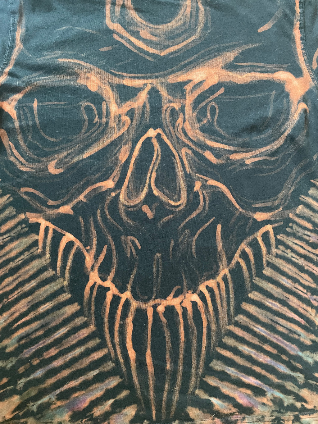 Skeleton Hand-Painted, Hand-Tie Dyed Long Sleeve T-Shirt (Men's Medium)