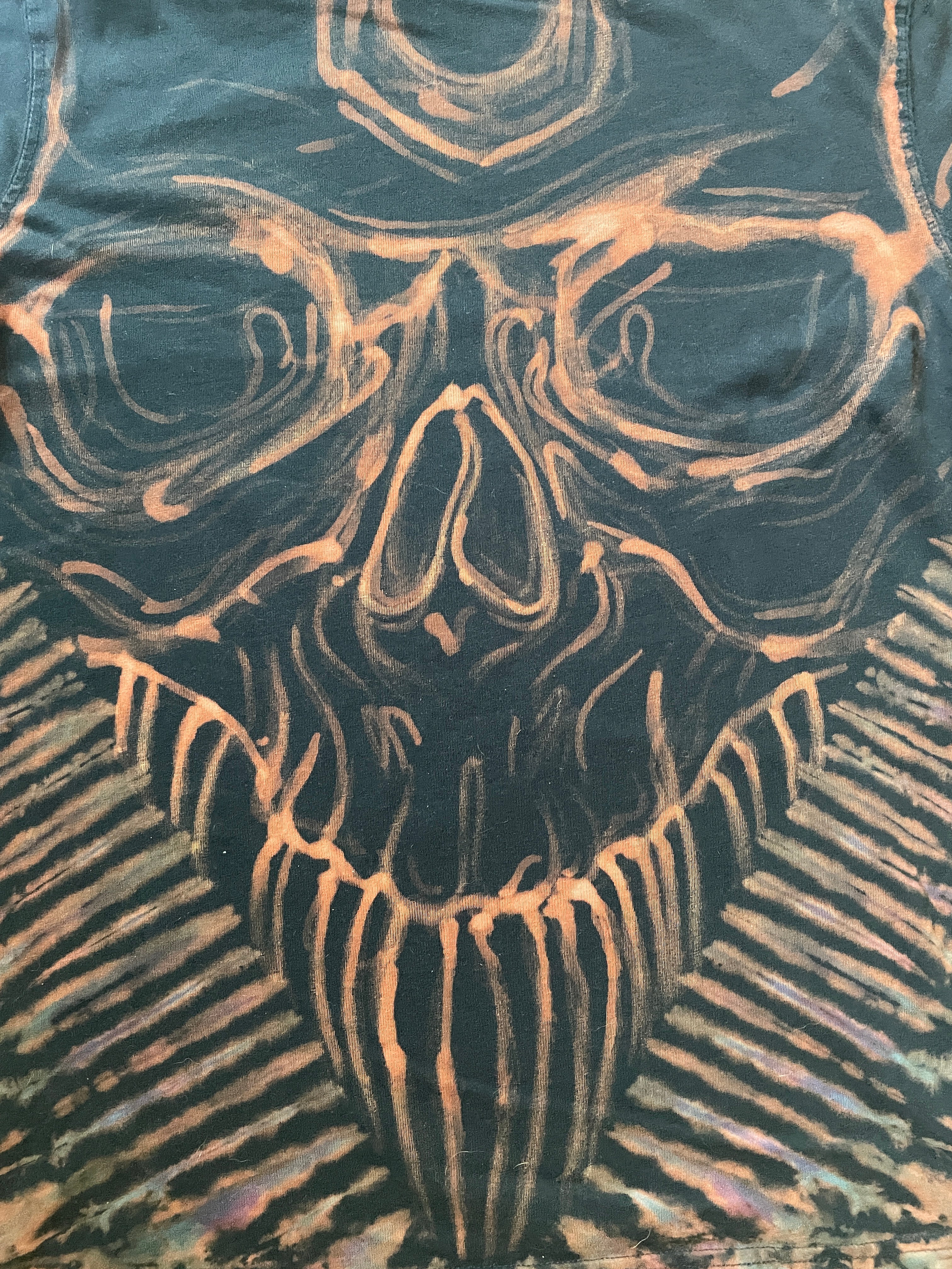 Skeleton Hand-Painted, Hand-Tie Dyed Long Sleeve T-Shirt (Men's Medium)