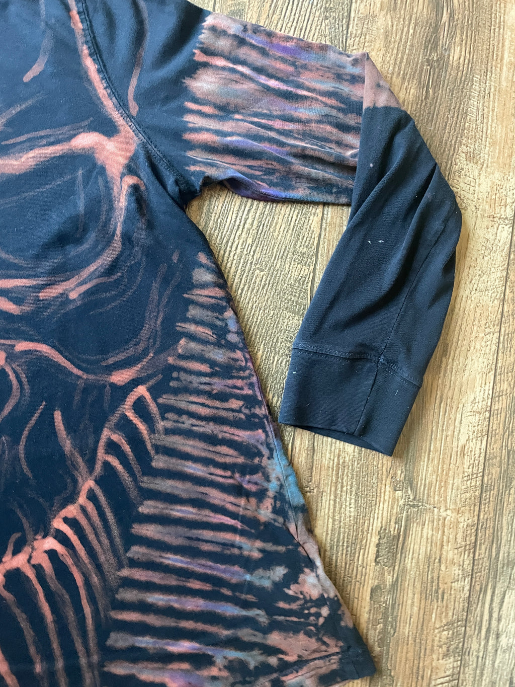 Skeleton Hand-Painted, Hand-Tie Dyed Long Sleeve T-Shirt (Men's Medium)