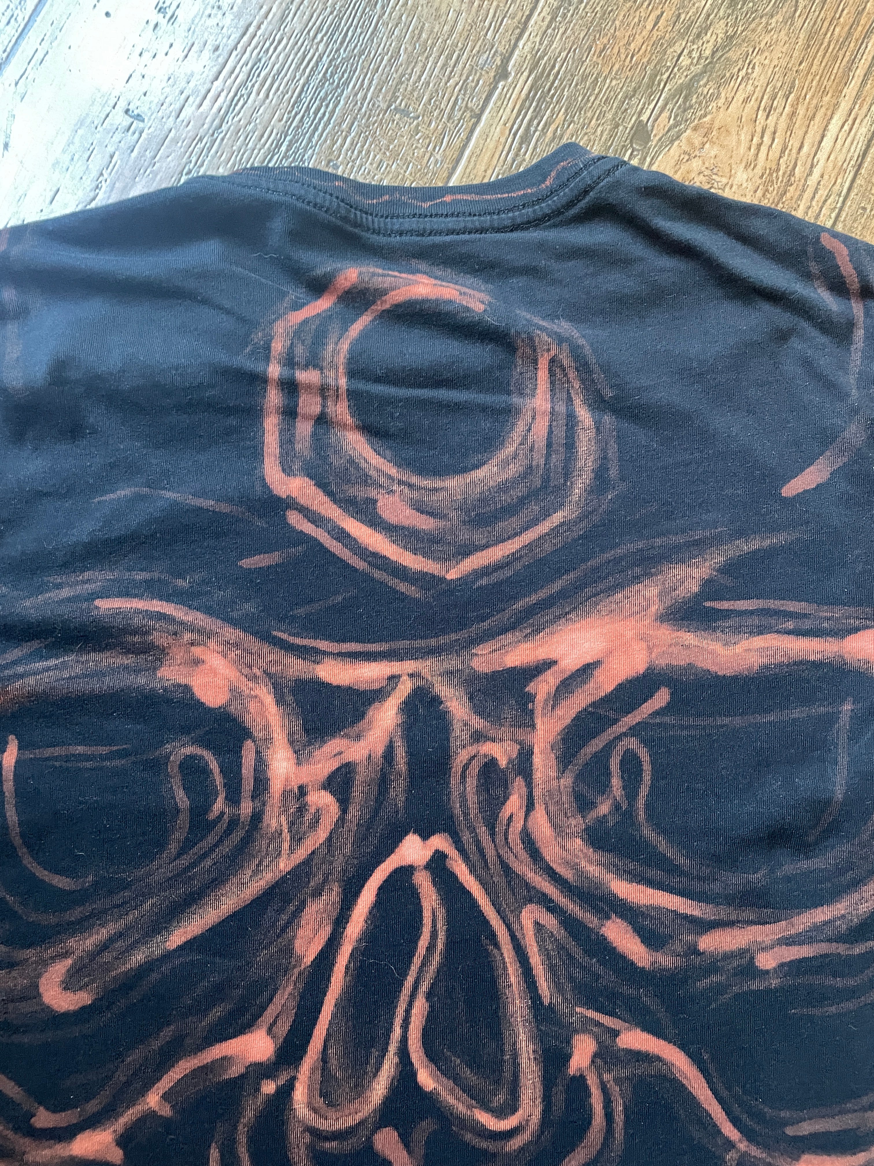 Skeleton Hand-Painted, Hand-Tie Dyed Long Sleeve T-Shirt (Men's Medium)