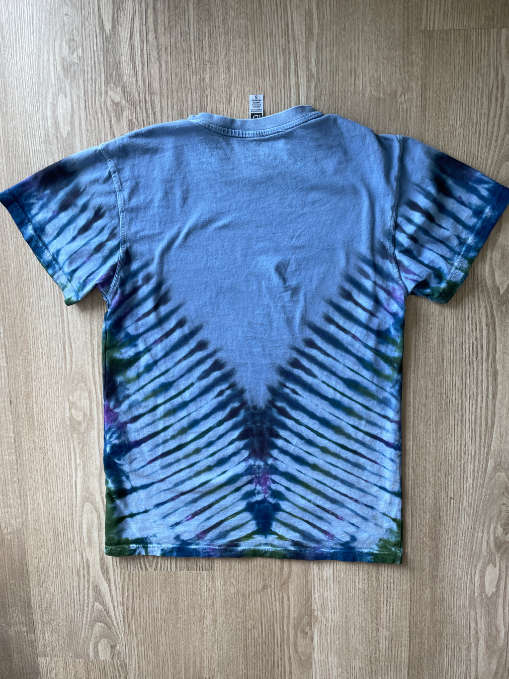 SMALL Men’s Let's Go Wander Mountainscape Handmade Tie Dye T-Shirt | One-Of-a-Kind Blue and Black Short Sleeve