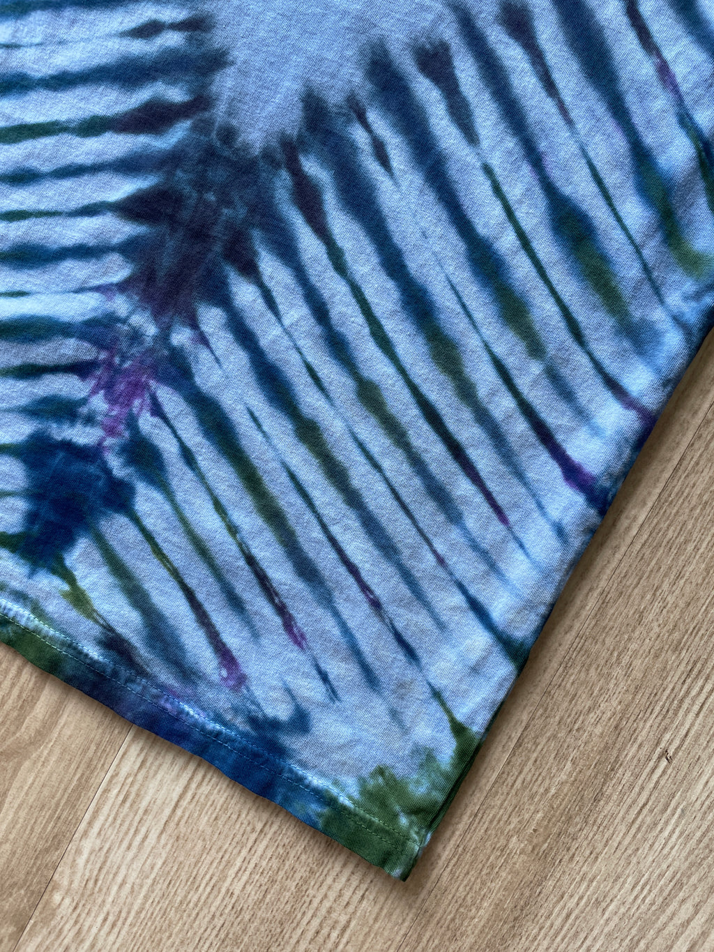 SMALL Men’s Let's Go Wander Mountainscape Handmade Tie Dye T-Shirt | One-Of-a-Kind Blue and Black Short Sleeve