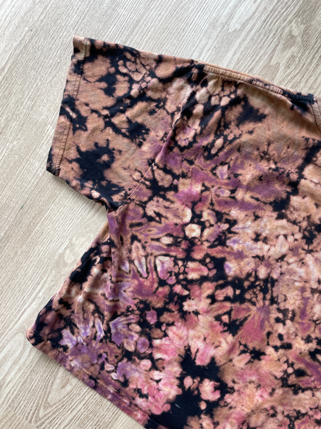 MEDIUM Men’s Outdoor Adventure Wilderness Club Handmade Tie Dye Cropped T-Shirt | One-Of-a-Kind Black Acid Dye Short Sleeve