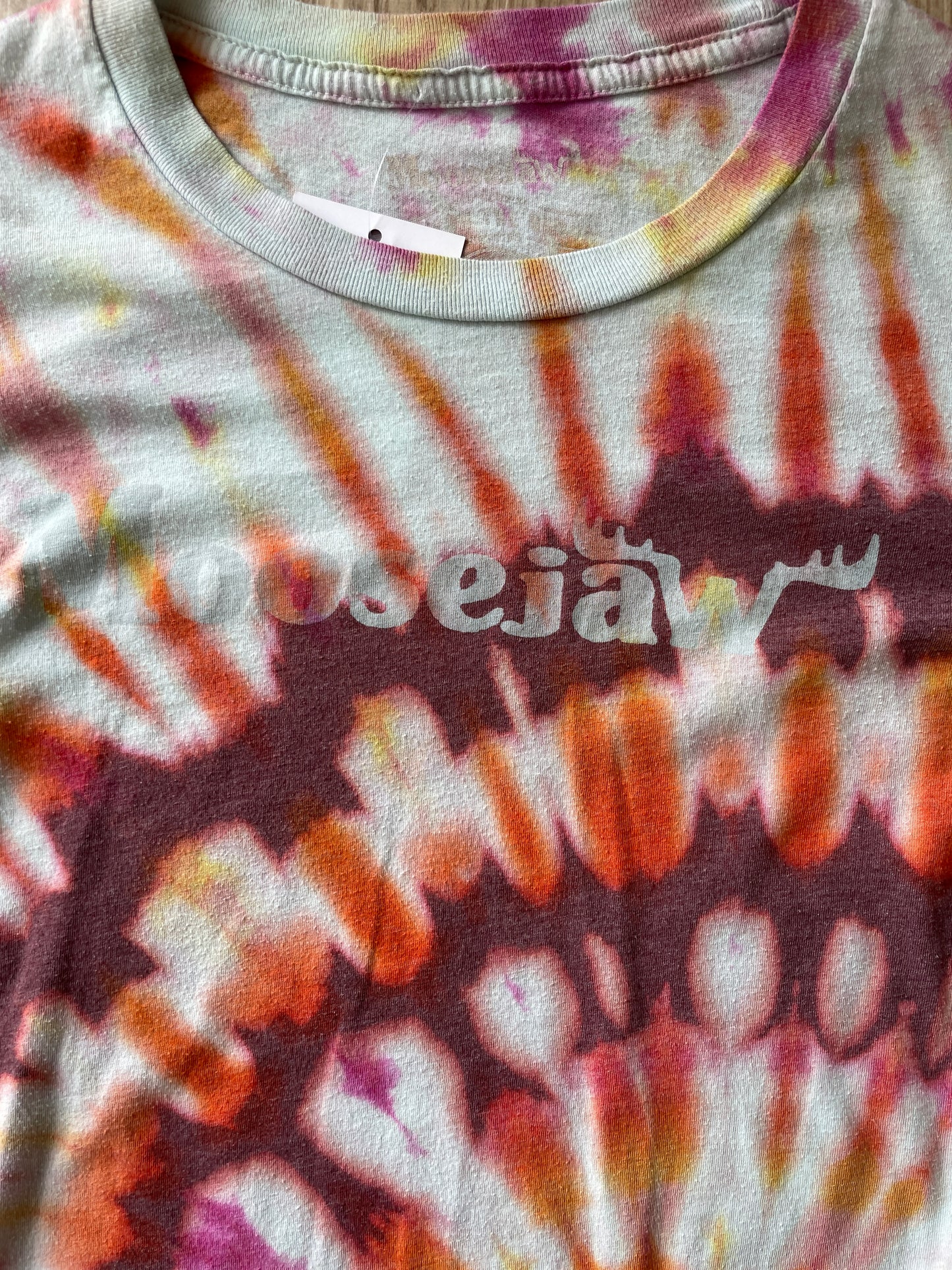 SMALL Women's Moosejaw Handmade Tie Dye T-Shirt | One-Of-a-Kind Pink and White Long Sleeve