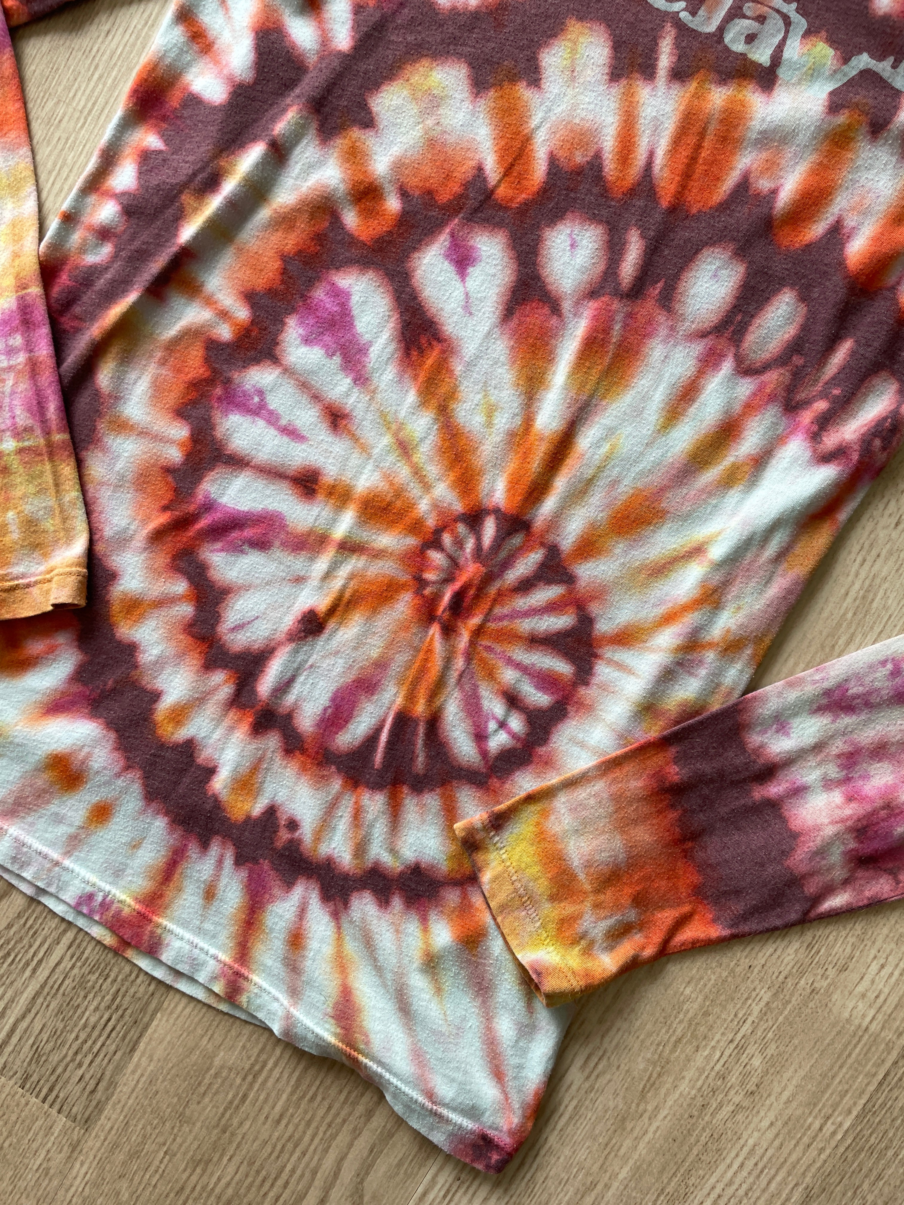 SMALL Women's Moosejaw Handmade Tie Dye T-Shirt | One-Of-a-Kind Pink and White Long Sleeve