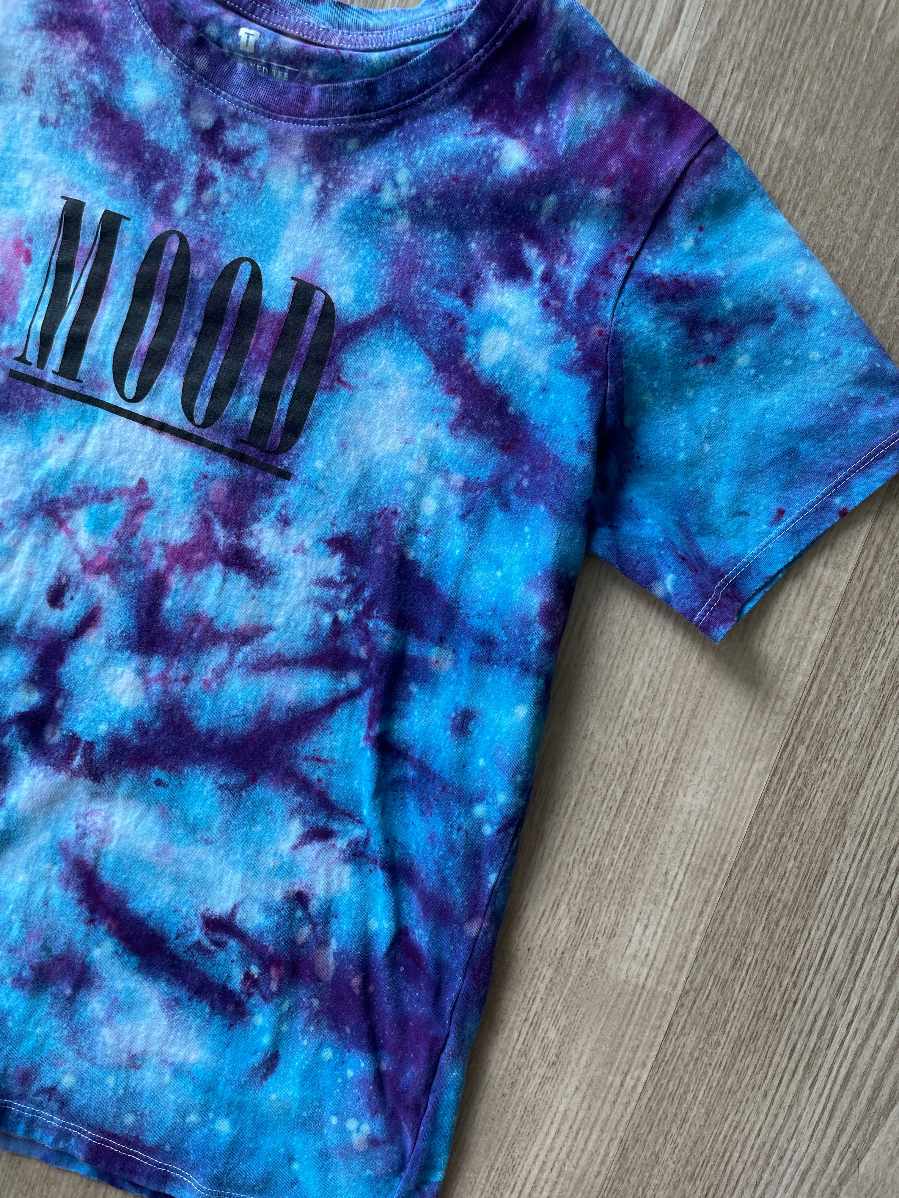 MEDIUM Women’s Cotton:On MOOD Galaxy Handmade Tie Dye T-Shirt | One-Of-a-Kind Blue and Purple Short Sleeve