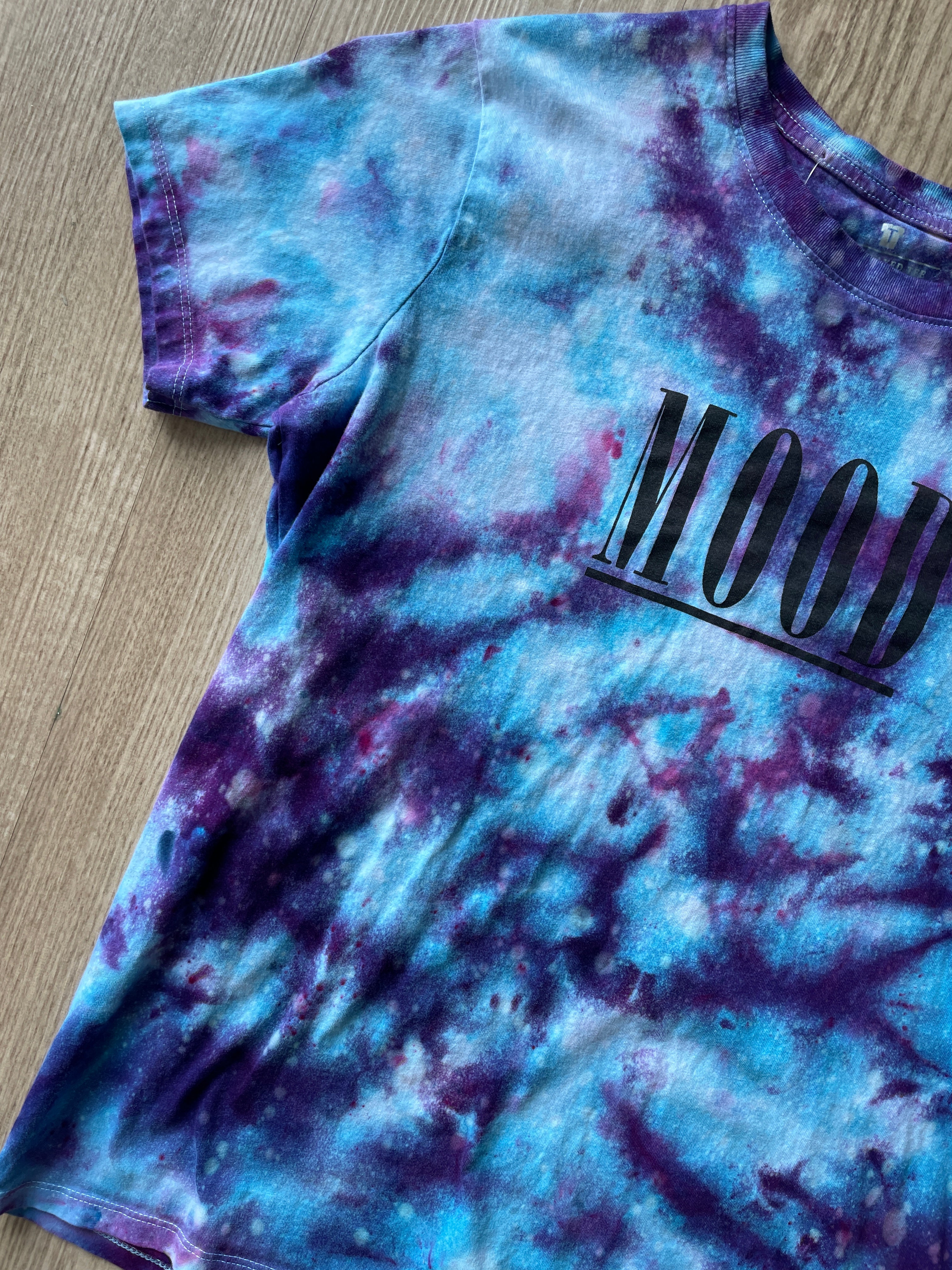 MEDIUM Women’s Cotton:On MOOD Galaxy Handmade Tie Dye T-Shirt | One-Of-a-Kind Blue and Purple Short Sleeve