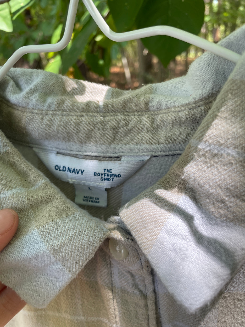 LARGE Women’s Old Navy Handmade Dip Dyed Flannel Shirt | One-Of-a-Kind Upcycled Long Sleeve with Ski Boot Block Print