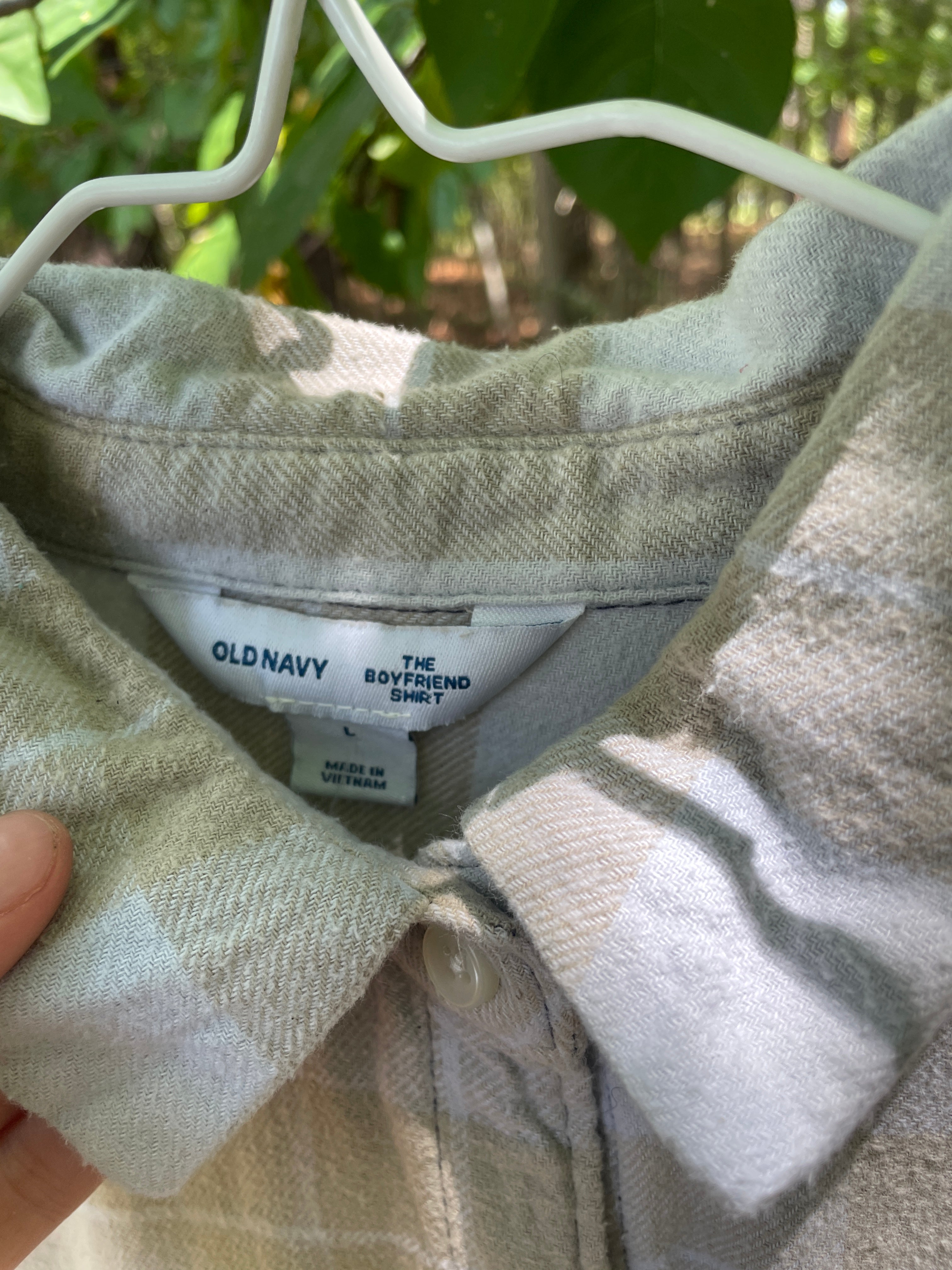 LARGE Women’s Old Navy Handmade Dip Dyed Flannel Shirt | One-Of-a-Kind Upcycled Long Sleeve with Ski Boot Block Print