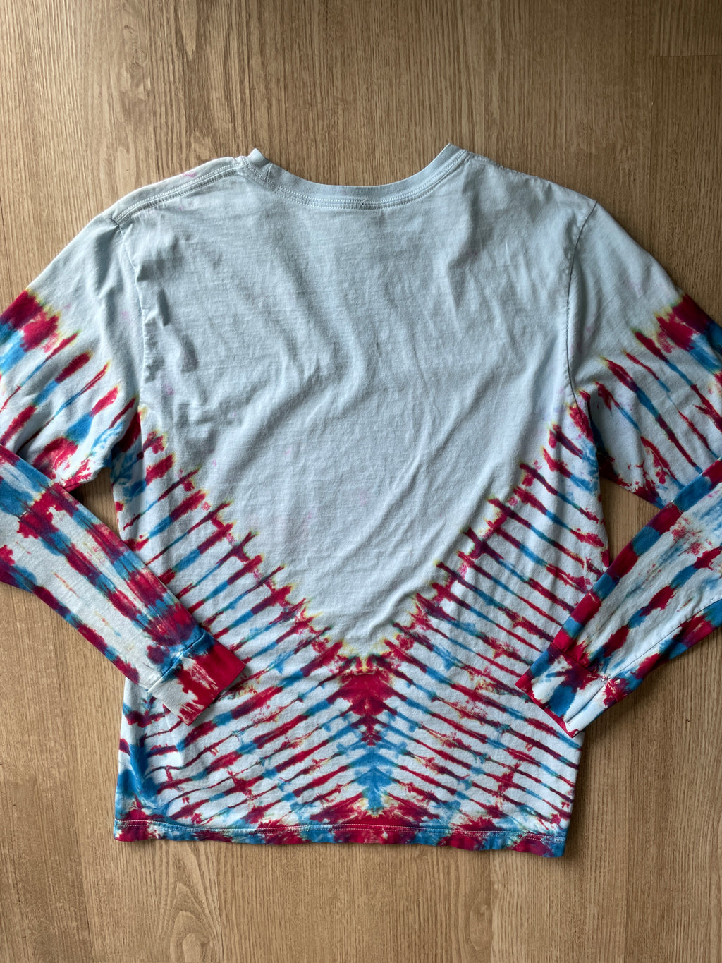 LARGE Men’s Nike Team USA Faster Higher Stronger Handmade Tie Dye T-Shirt | One-Of-a-Kind Red, White, and Blue Long Sleeve