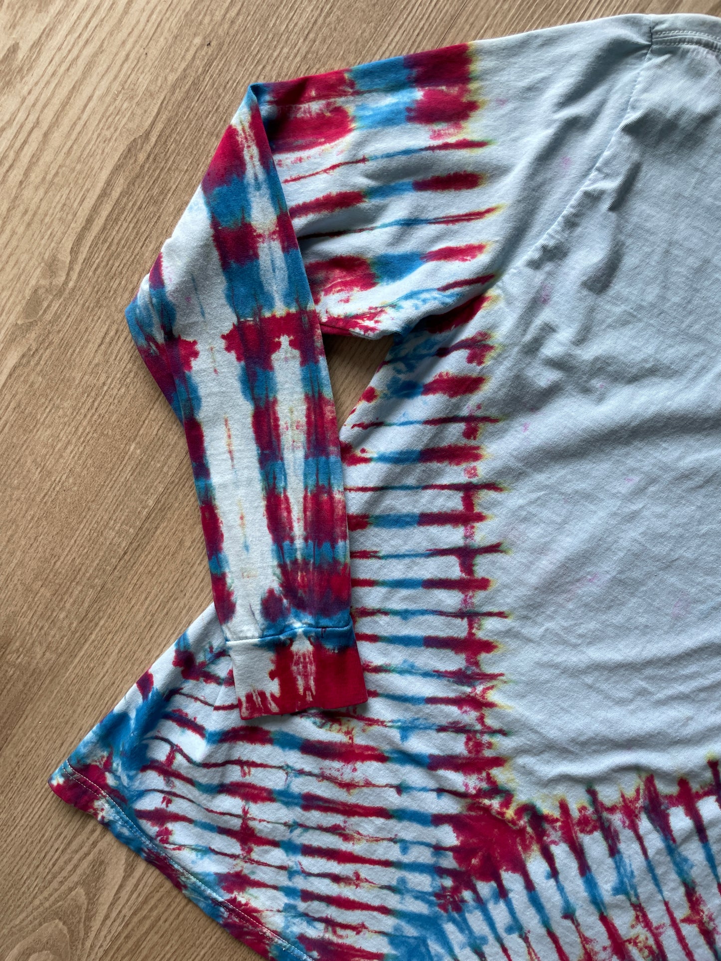 LARGE Men’s Nike Team USA Faster Higher Stronger Handmade Tie Dye T-Shirt | One-Of-a-Kind Red, White, and Blue Long Sleeve