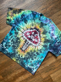 Red and Rainbow Mushroom Tie Dye Short Sleeve T-Shirt | Men's 2XL