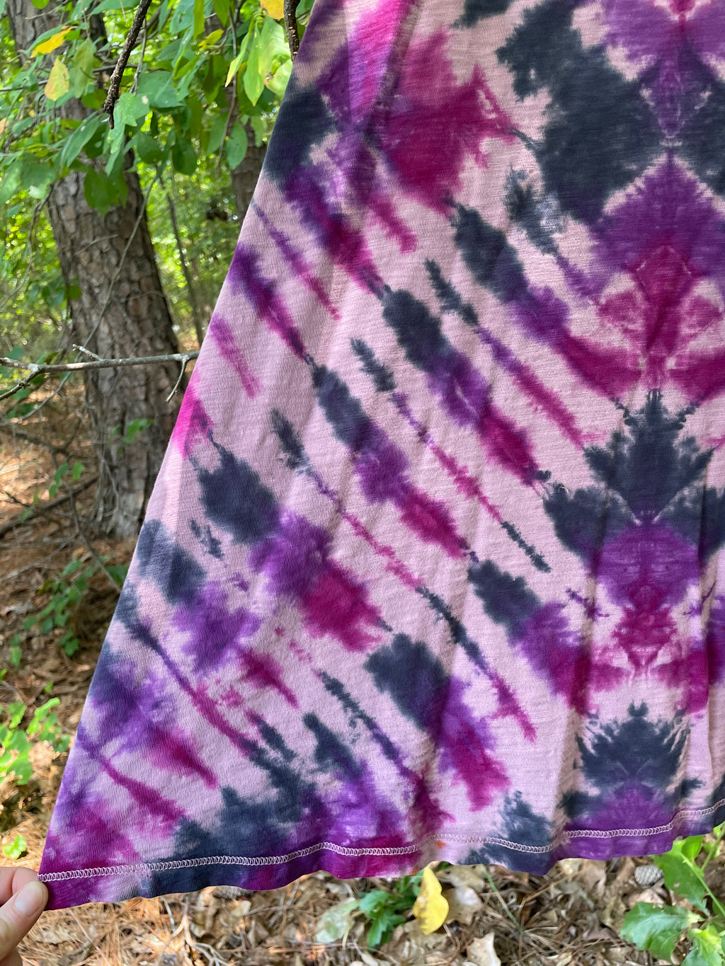 MEDIUM Women’s Handmade Tie Dye Dress | One-Of-a-Kind Upcycled Sleeveless Dress with Indian Paintbrush Block Print