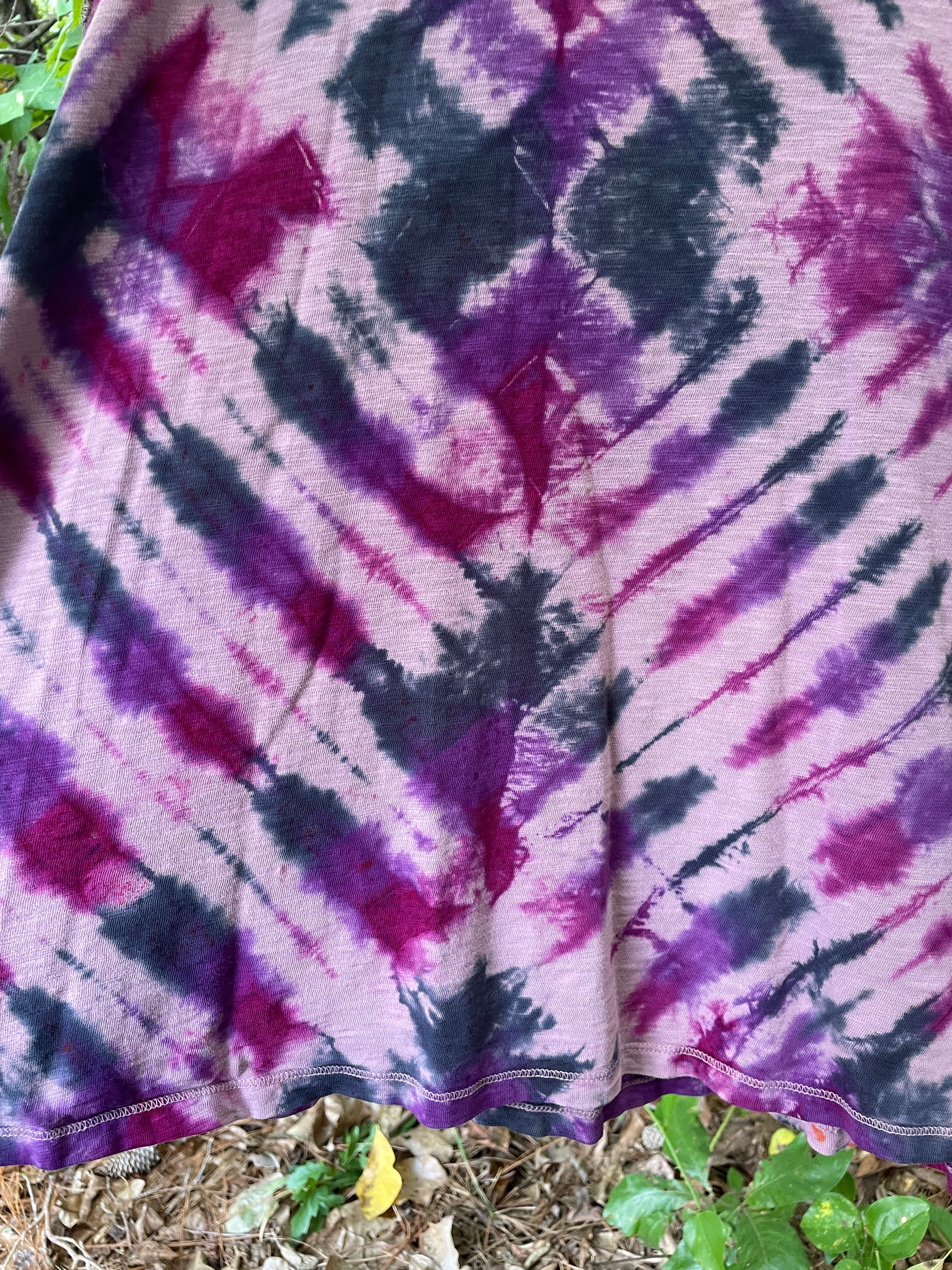 MEDIUM Women’s Handmade Tie Dye Dress | One-Of-a-Kind Upcycled Sleeveless Dress with Indian Paintbrush Block Print