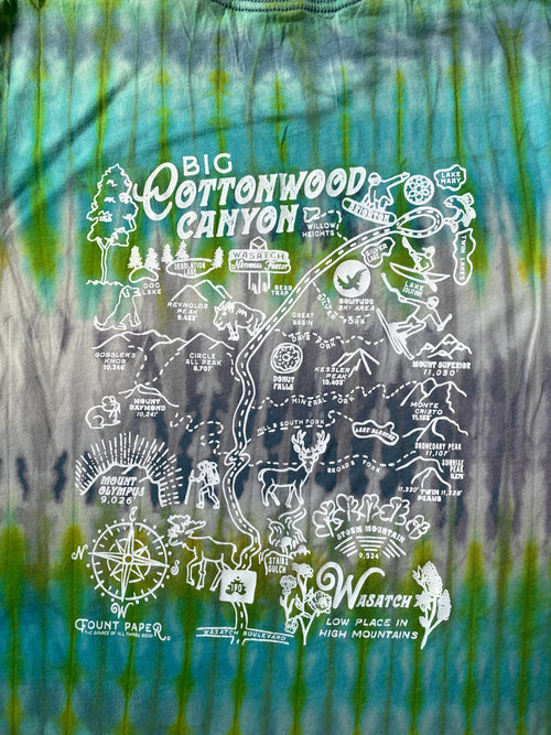Big Cottonwood Canyon, Utah Blue and Green Reverse Tie Dye Short Sleeve T-Shirt | Men's Large