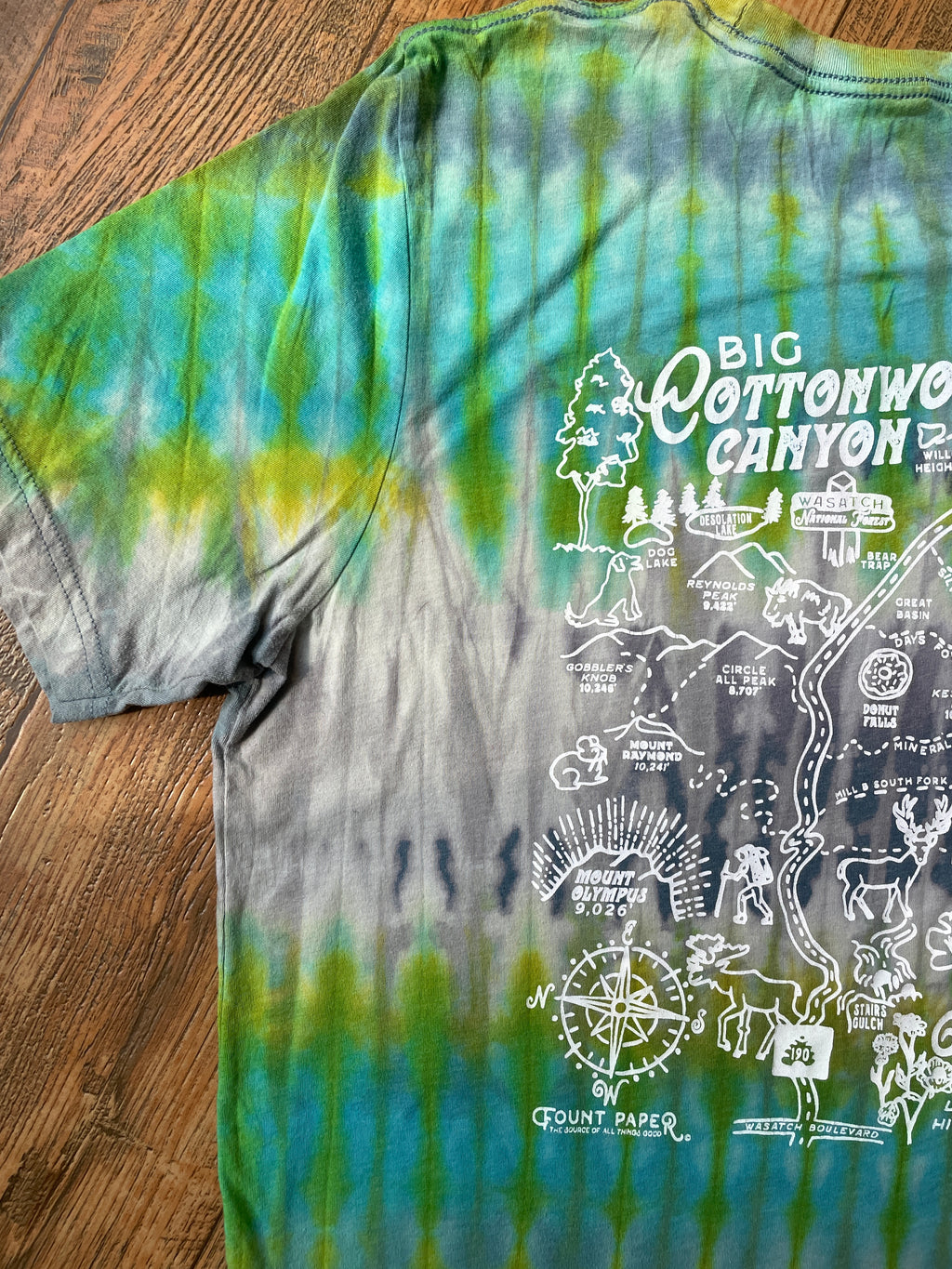 Big Cottonwood Canyon, Utah Blue and Green Reverse Tie Dye Short Sleeve T-Shirt | Men's Large